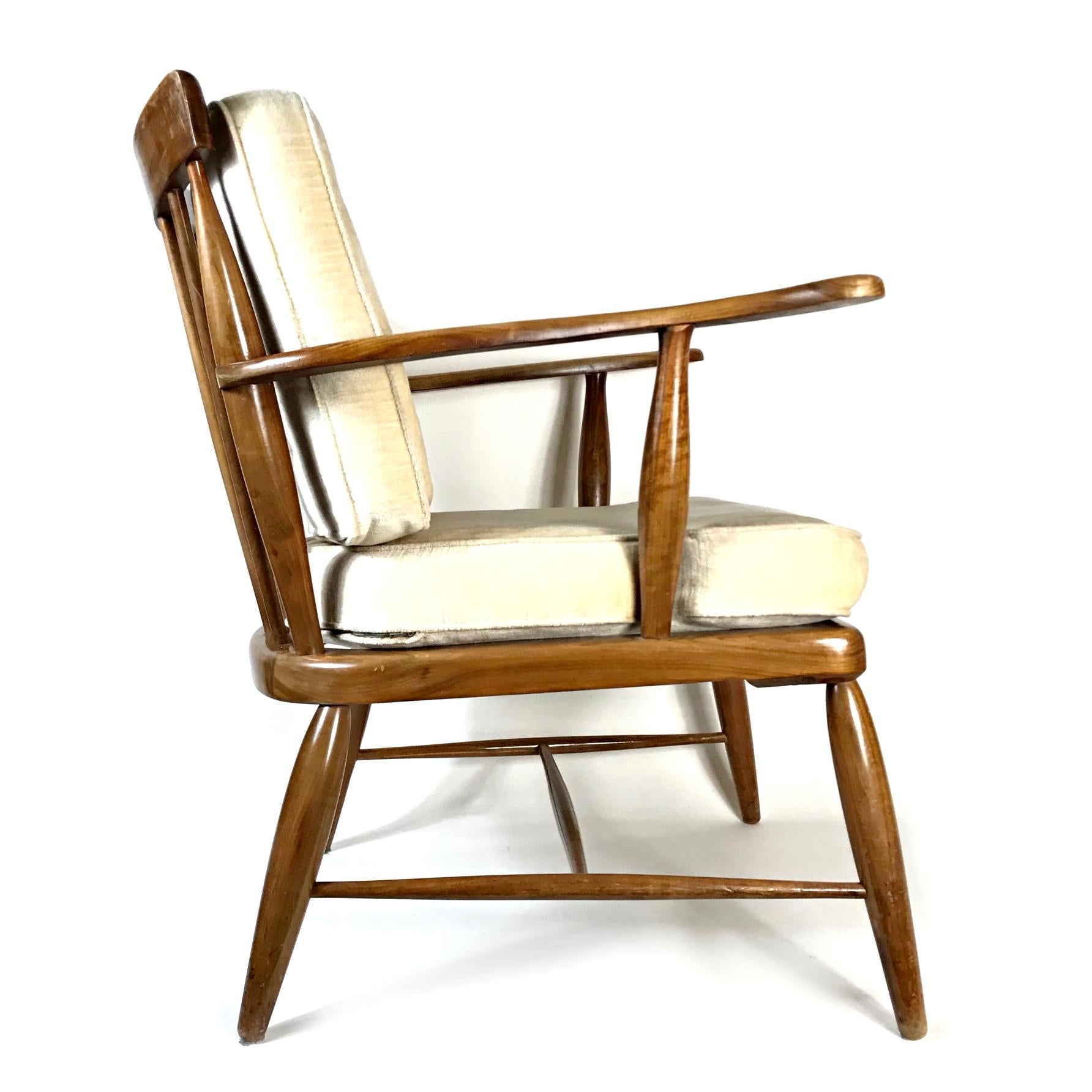 Austrian Midcentury Anna-Lülja Praun Walnut Wood Lounge Chair, 1950s, Austria