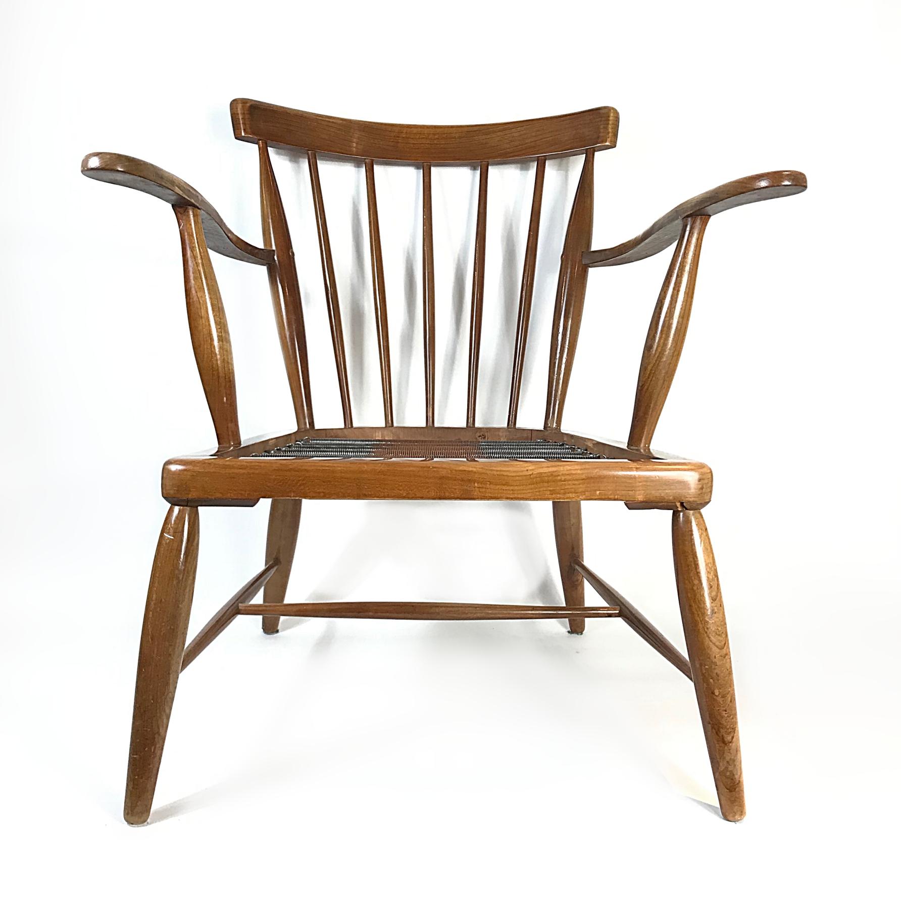 Midcentury Anna-Lülja Praun Walnut Wood Lounge Chair, 1950s, Austria In Good Condition In Biebergemund, Hessen