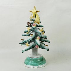 Albero di Natale in ceramica Anzengruber di metà secolo con pezzo di Silent Night