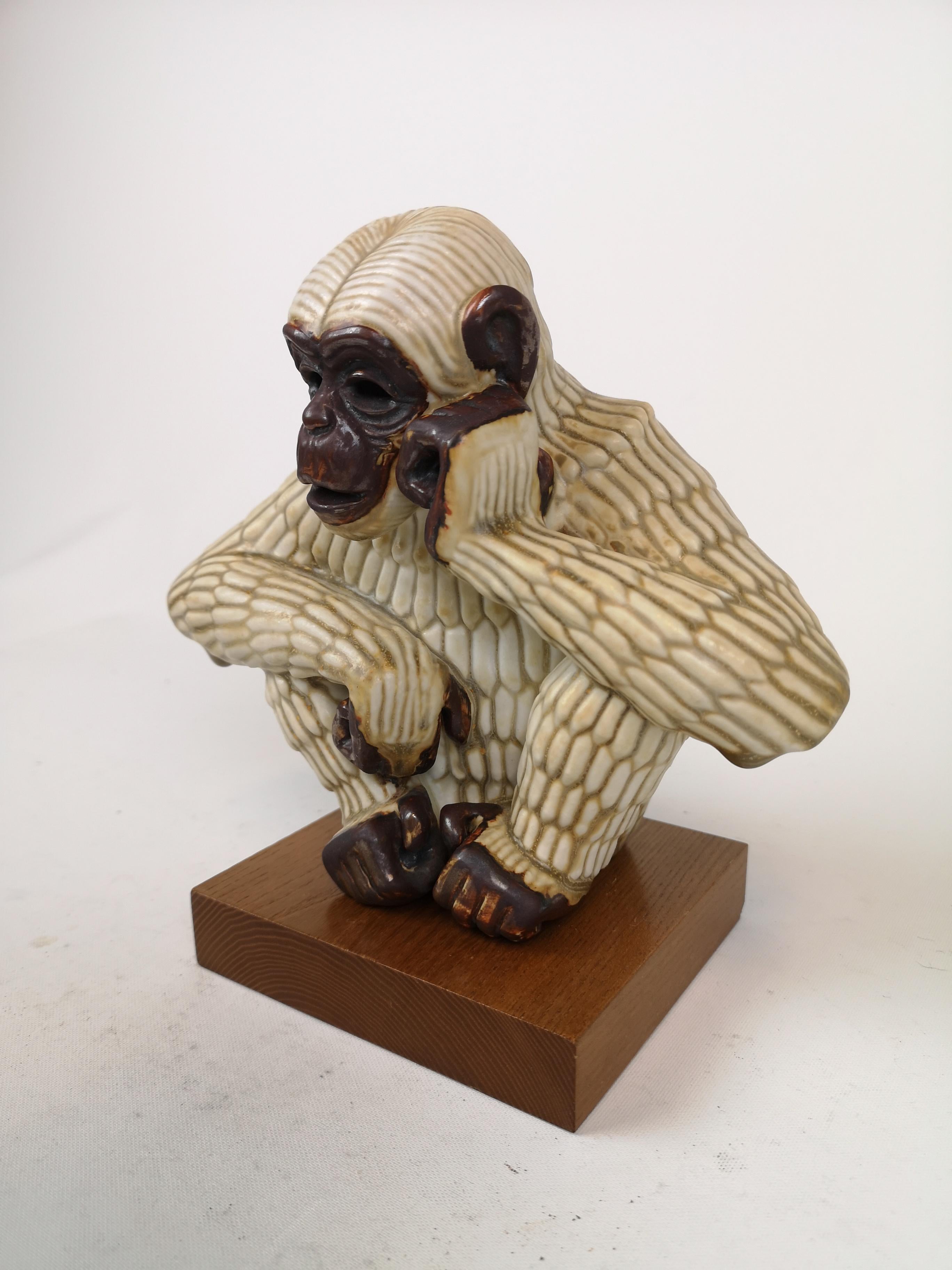 Mid-Century Modern Midcentury Ape Sculpture Rörstrand Gunnar Nylund, Sweden