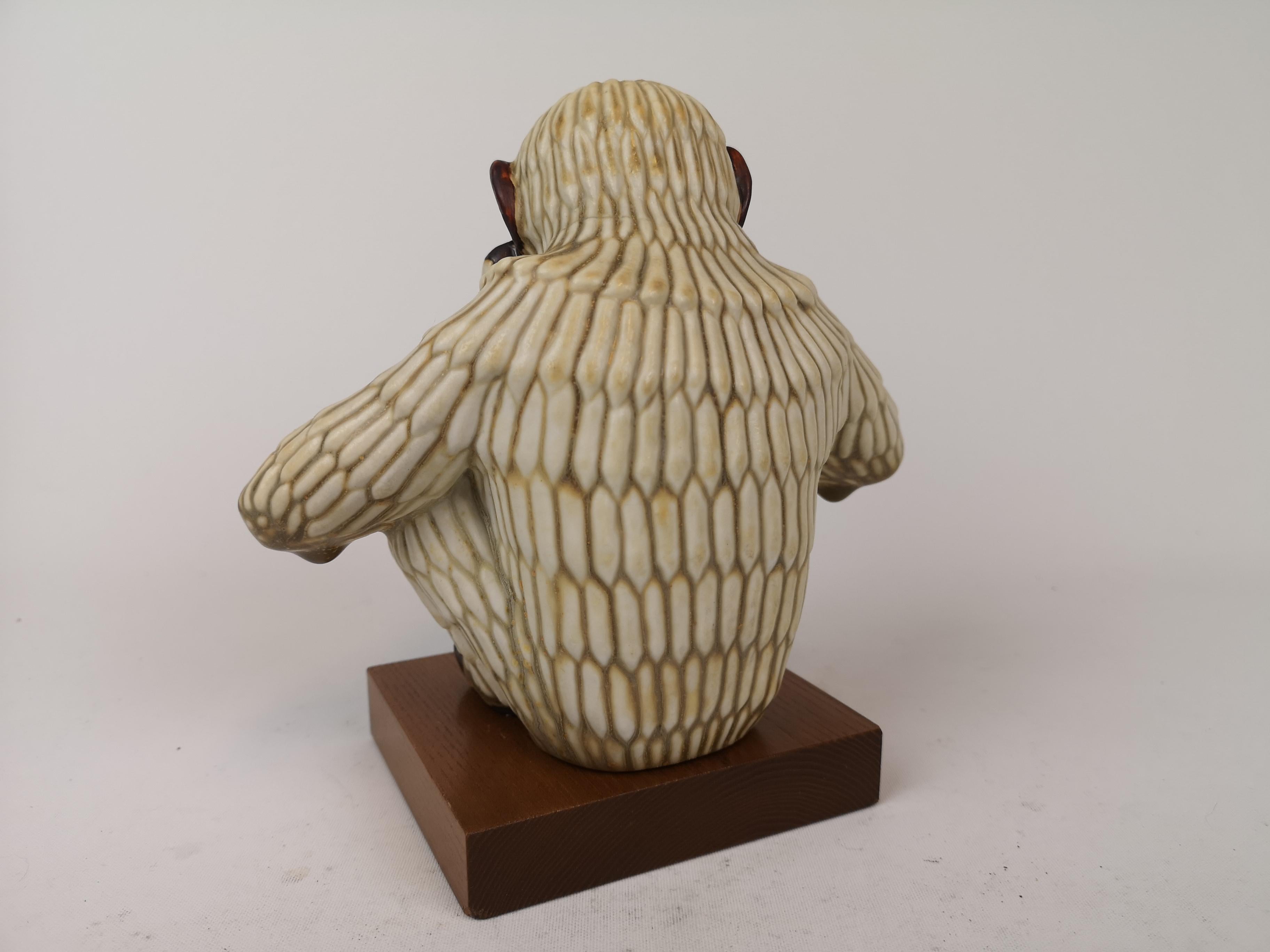 Ceramic Midcentury Ape Sculpture Rörstrand Gunnar Nylund, Sweden