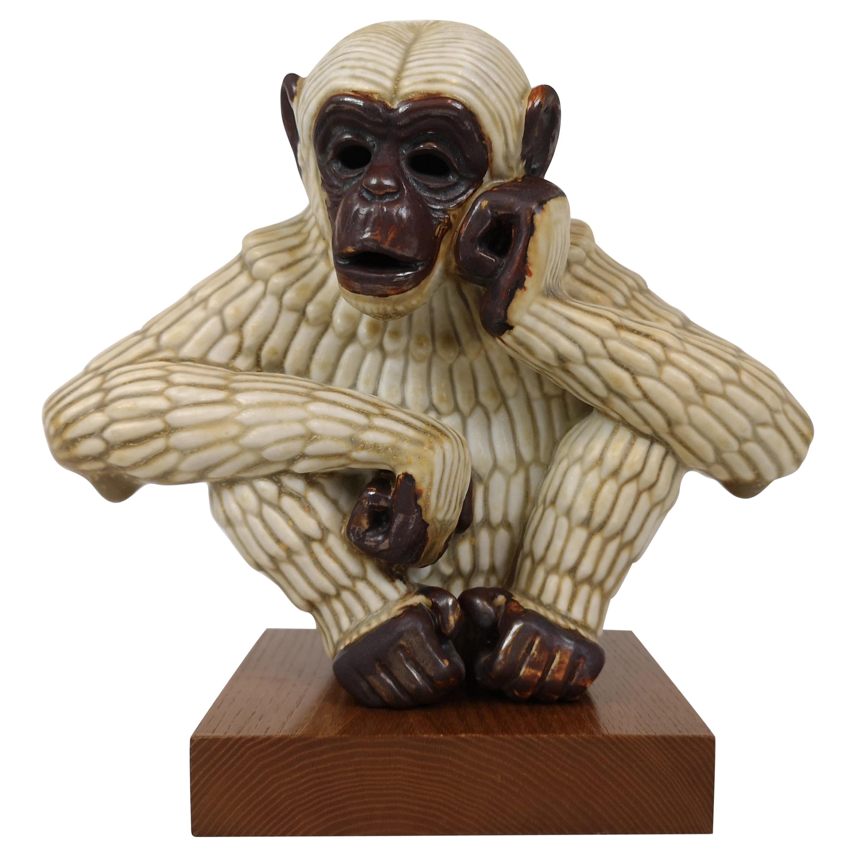 Midcentury Ape Sculpture Rörstrand Gunnar Nylund, Sweden