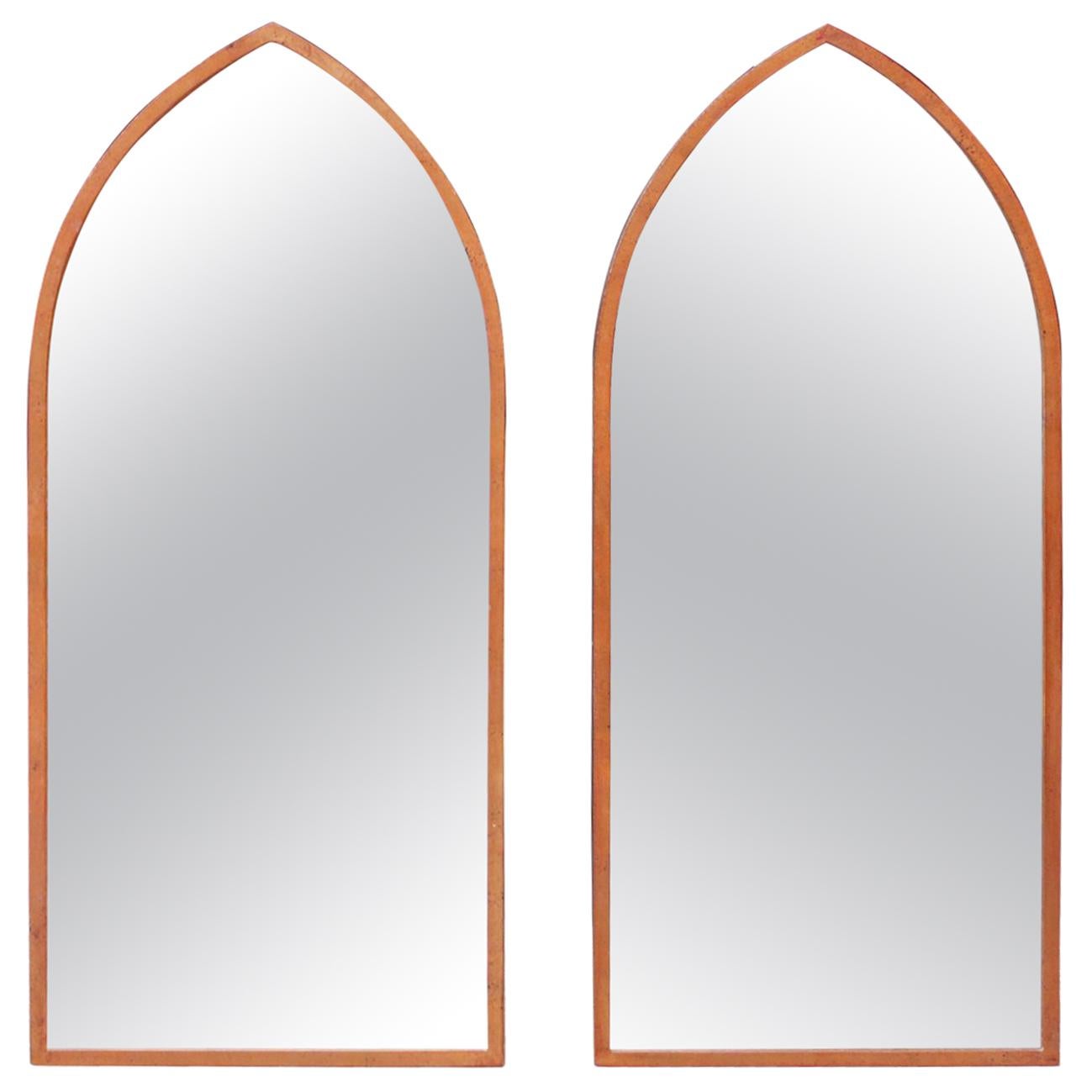 Midcentury Arched Wall Mirrors with Painted Brass Frames