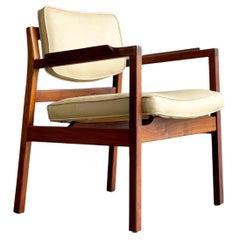 Midcentury Arm Chair by Jens Risom in Walnut and Leather, Circa 1967