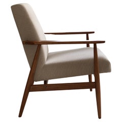 Midcentury Armchair by Henryk Lis in Beige Cotton Linen Upholstery, 1960s