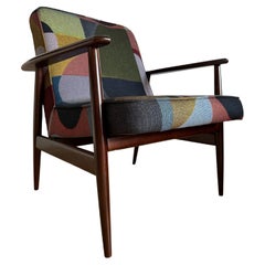 Sessel aus der Mitte des Jahrhunderts von Juliszu Kędziorek aus mehrfarbigem Jacquard-Stoff, 1960er Jahre