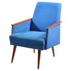 Midcentury Armchair in Blue Fabric by Gera Comany, Germany, 1970s