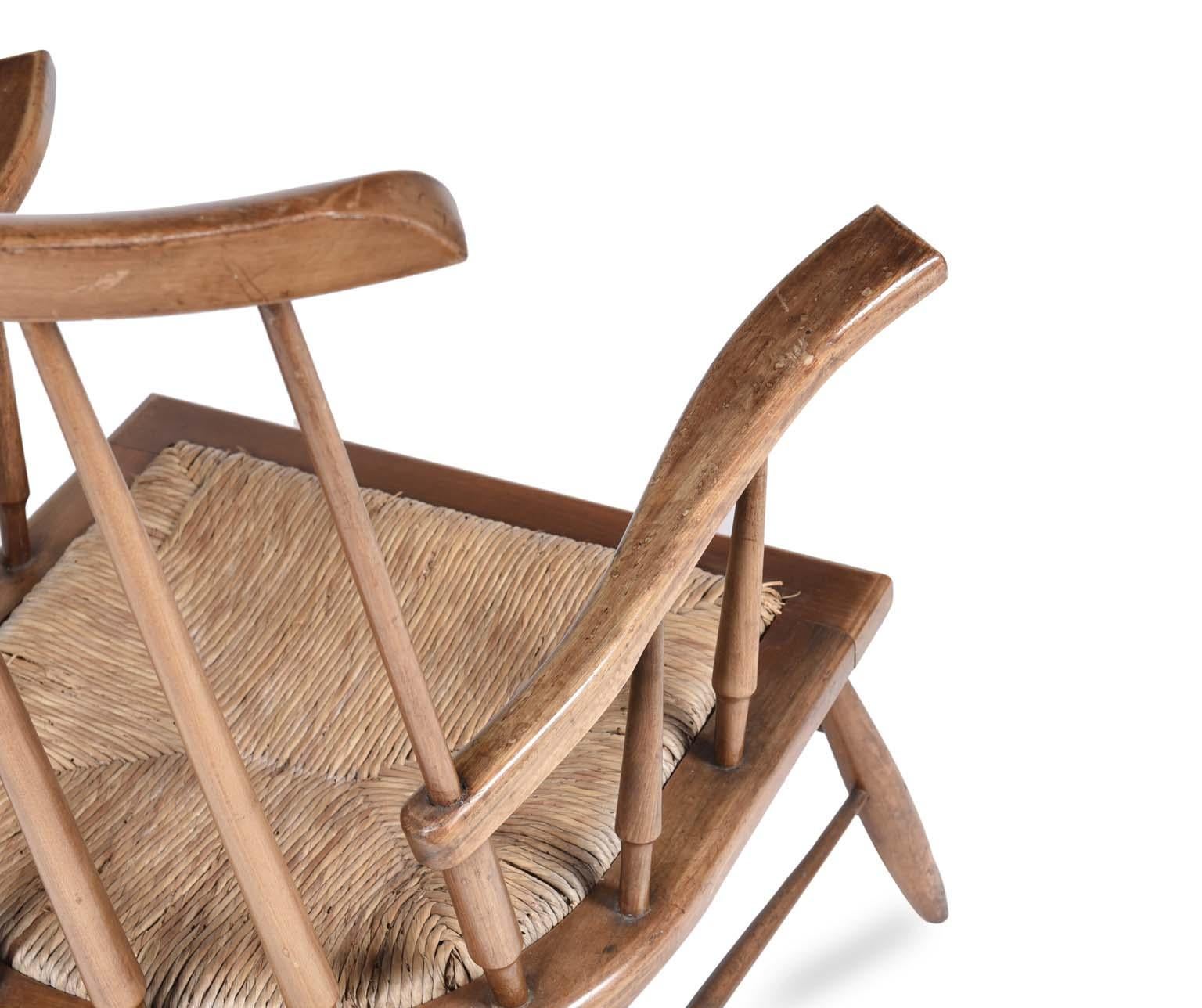 Mid-Century Modern Midcentury Armchair in Colonial Style with Straw Seat, 1960s