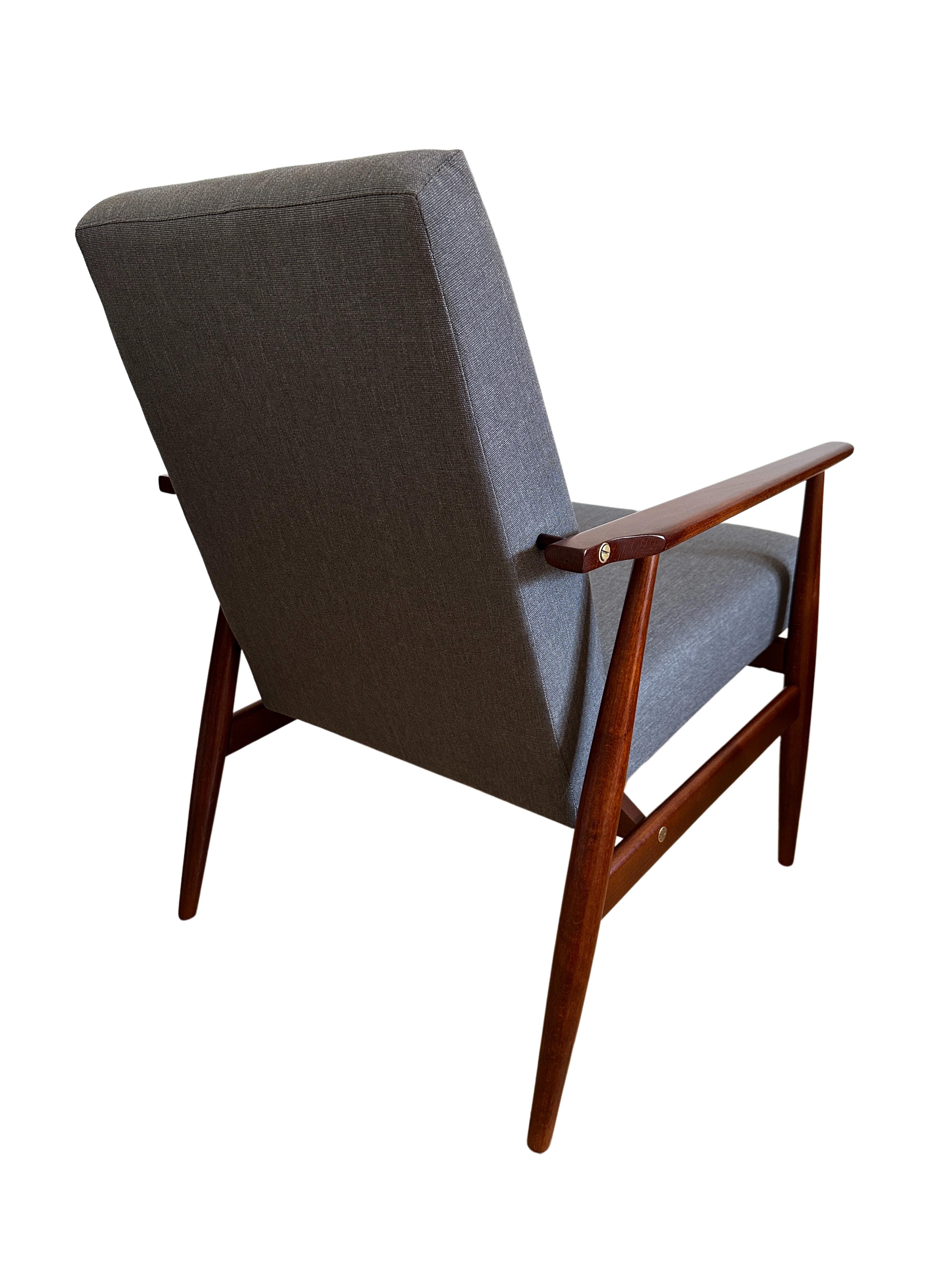 Polish Midcentury Armchair in Kvadrat Upholstery by Henryk Lis, Europe, 1960s For Sale