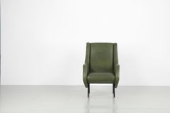 Midcentury Armchair in Original Green Fauxleather, 1950s