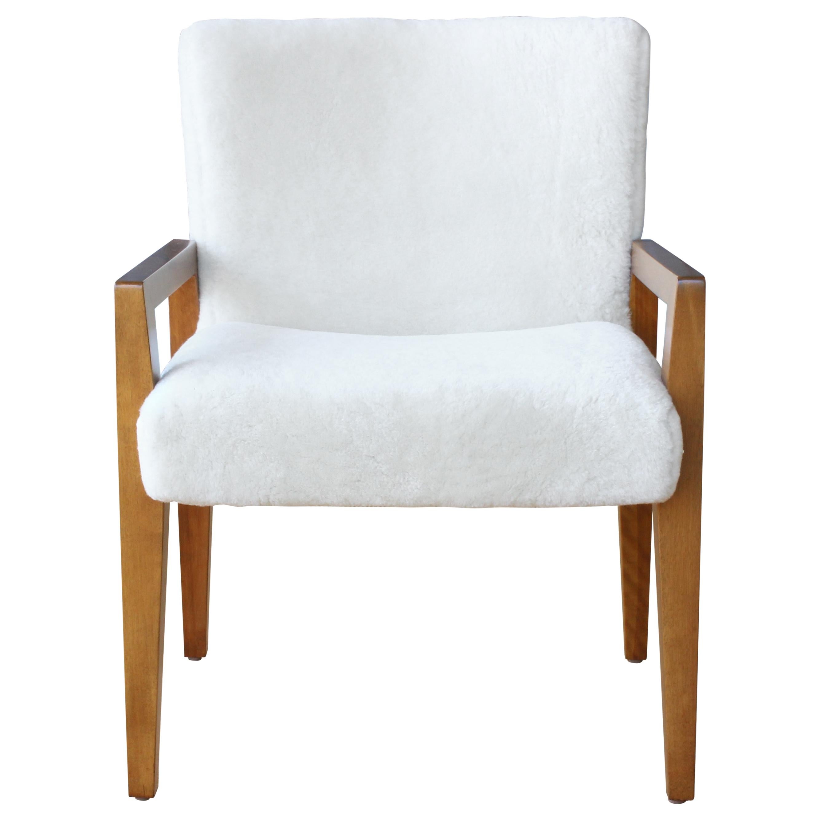Midcentury Armchair in Shearling Upholstery, Italy, 1950s