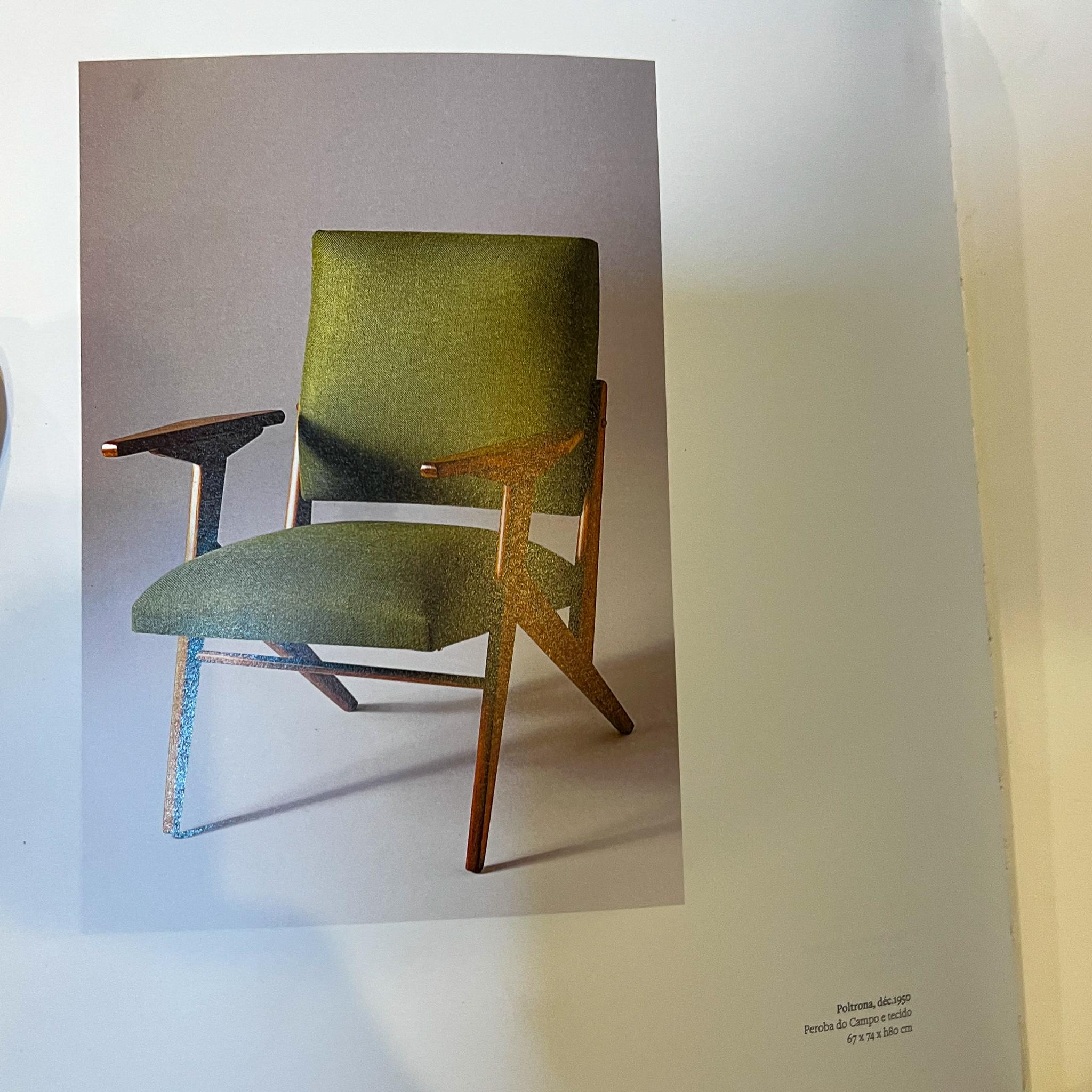 Midcentury Armchair in Wood & Green Faux Leather Jose Zanine Caldas c1950 Brazil For Sale 6