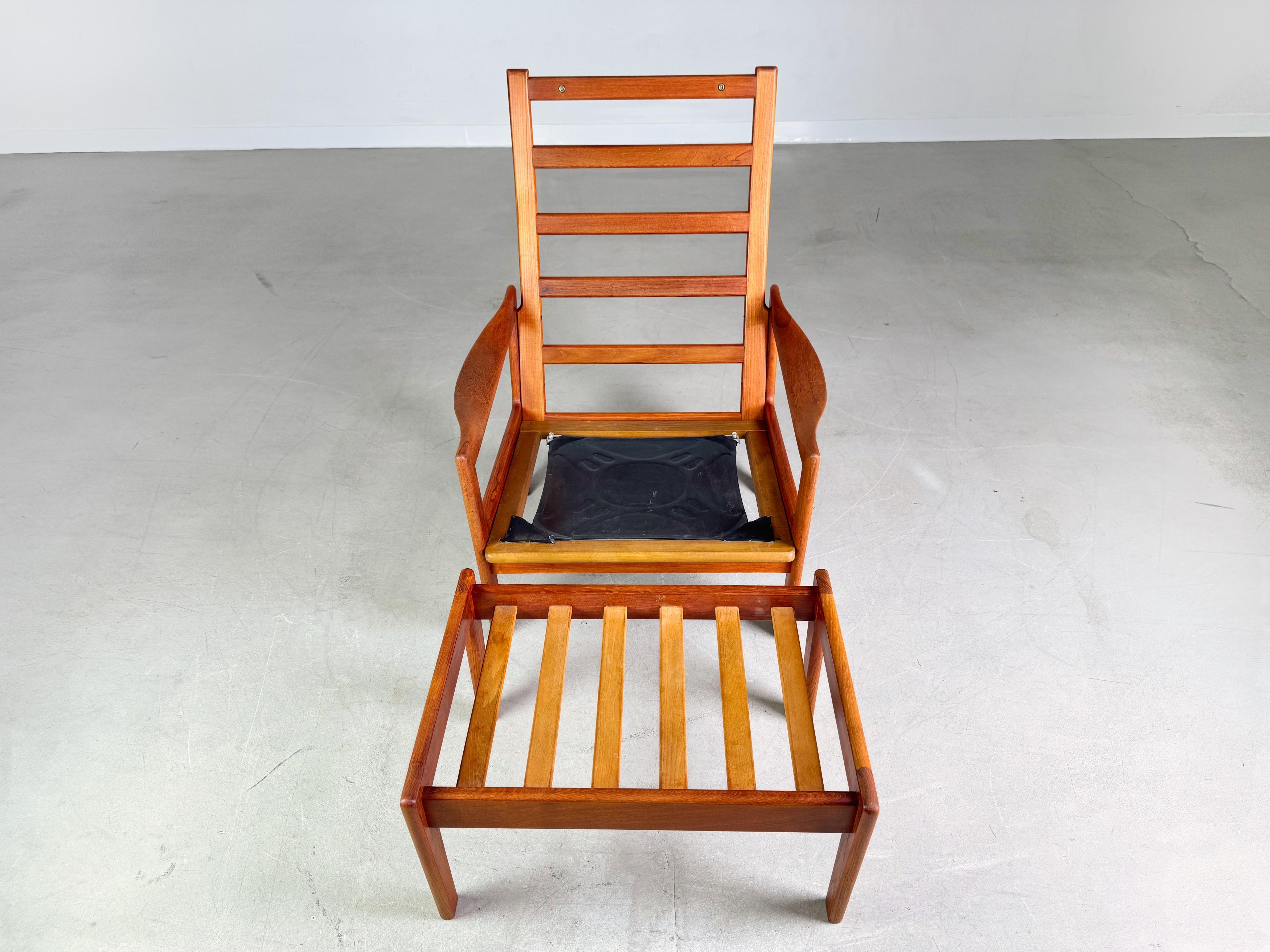 Midcentury Sessel Niels Eilersen Illum Wikkelsø Hochlehner Ottomane im Angebot 3