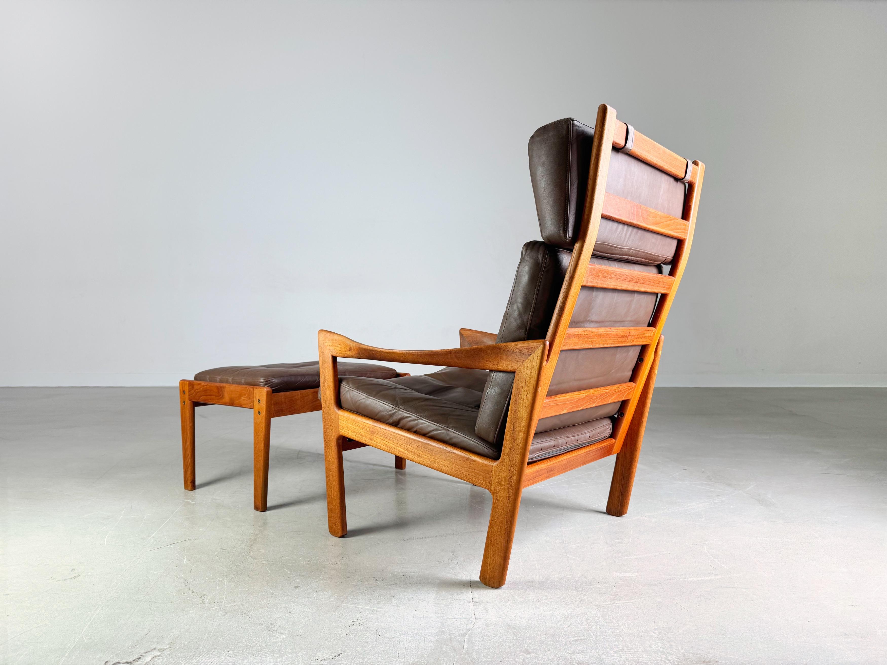 Midcentury Sessel Niels Eilersen Illum Wikkelsø Hochlehner Ottomane im Angebot 4