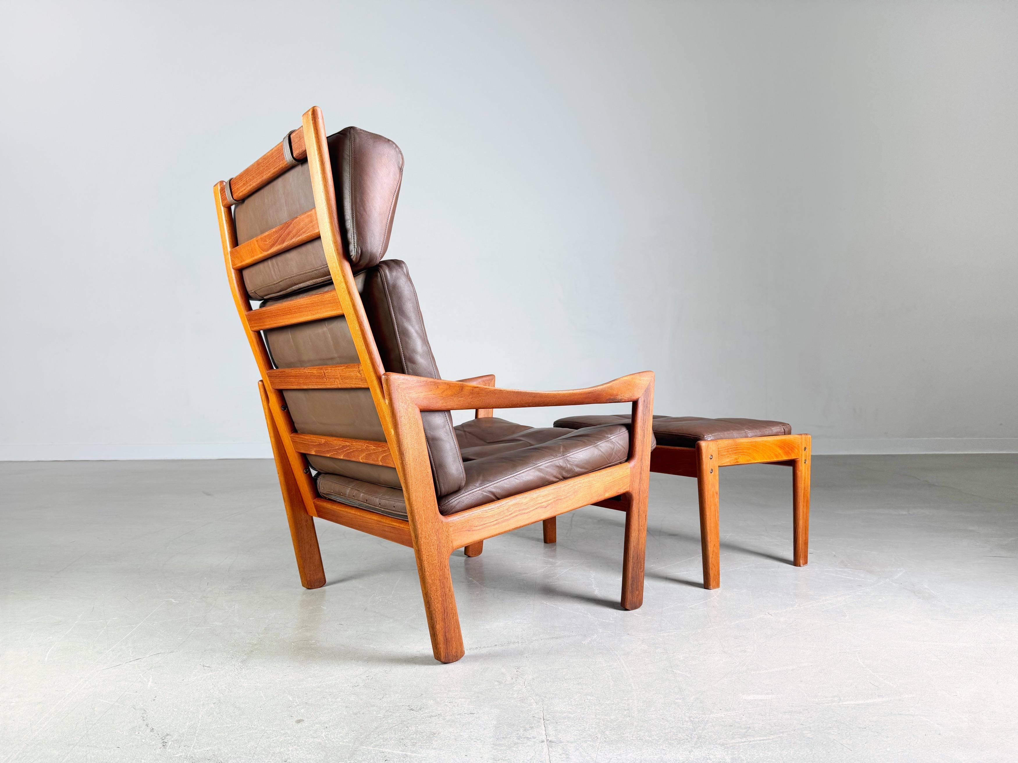 Midcentury Sessel Niels Eilersen Illum Wikkelsø Hochlehner Ottomane im Angebot 5