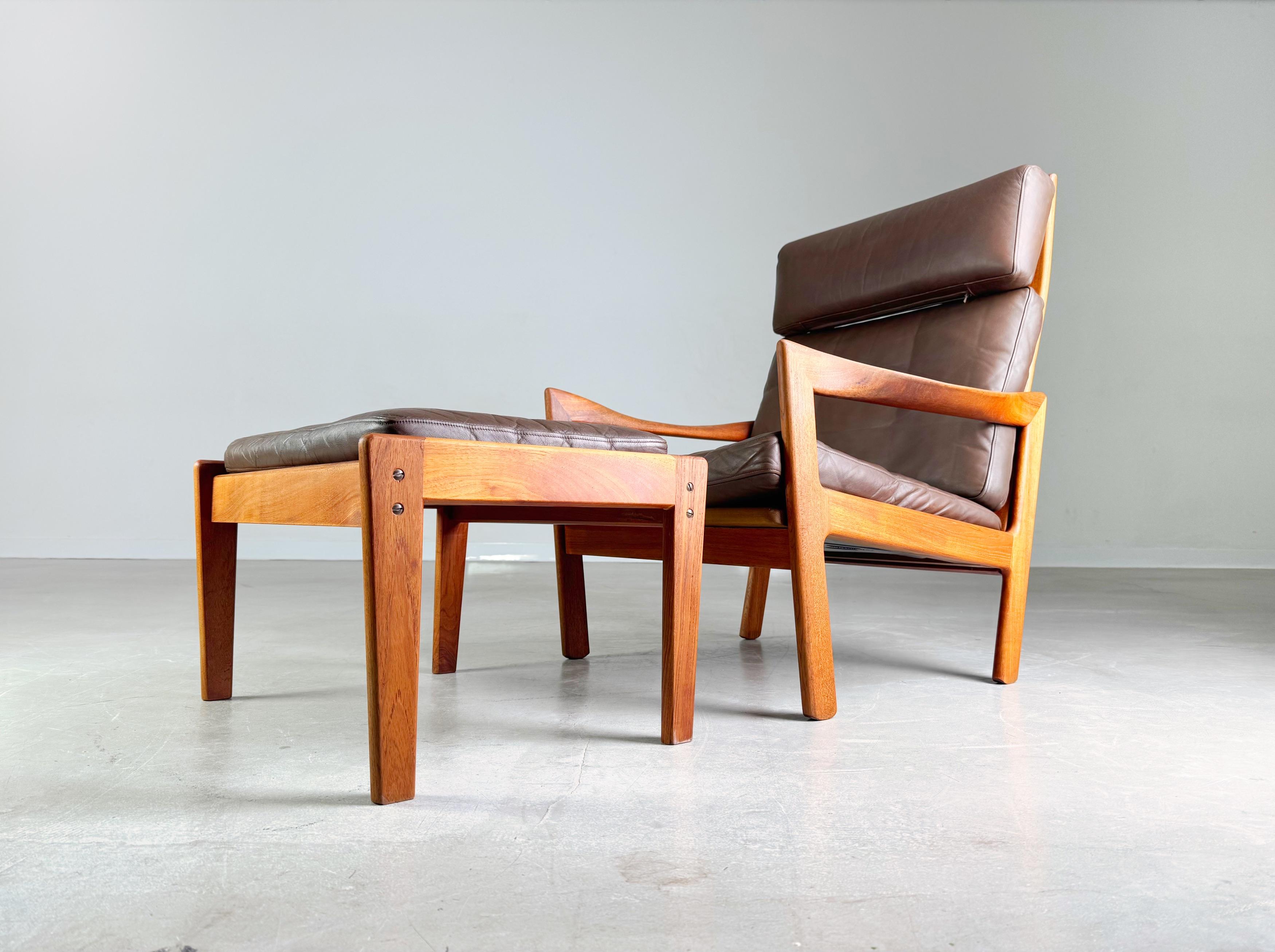 Midcentury Sessel Niels Eilersen Illum Wikkelsø Hochlehner Ottomane (Dänisch) im Angebot