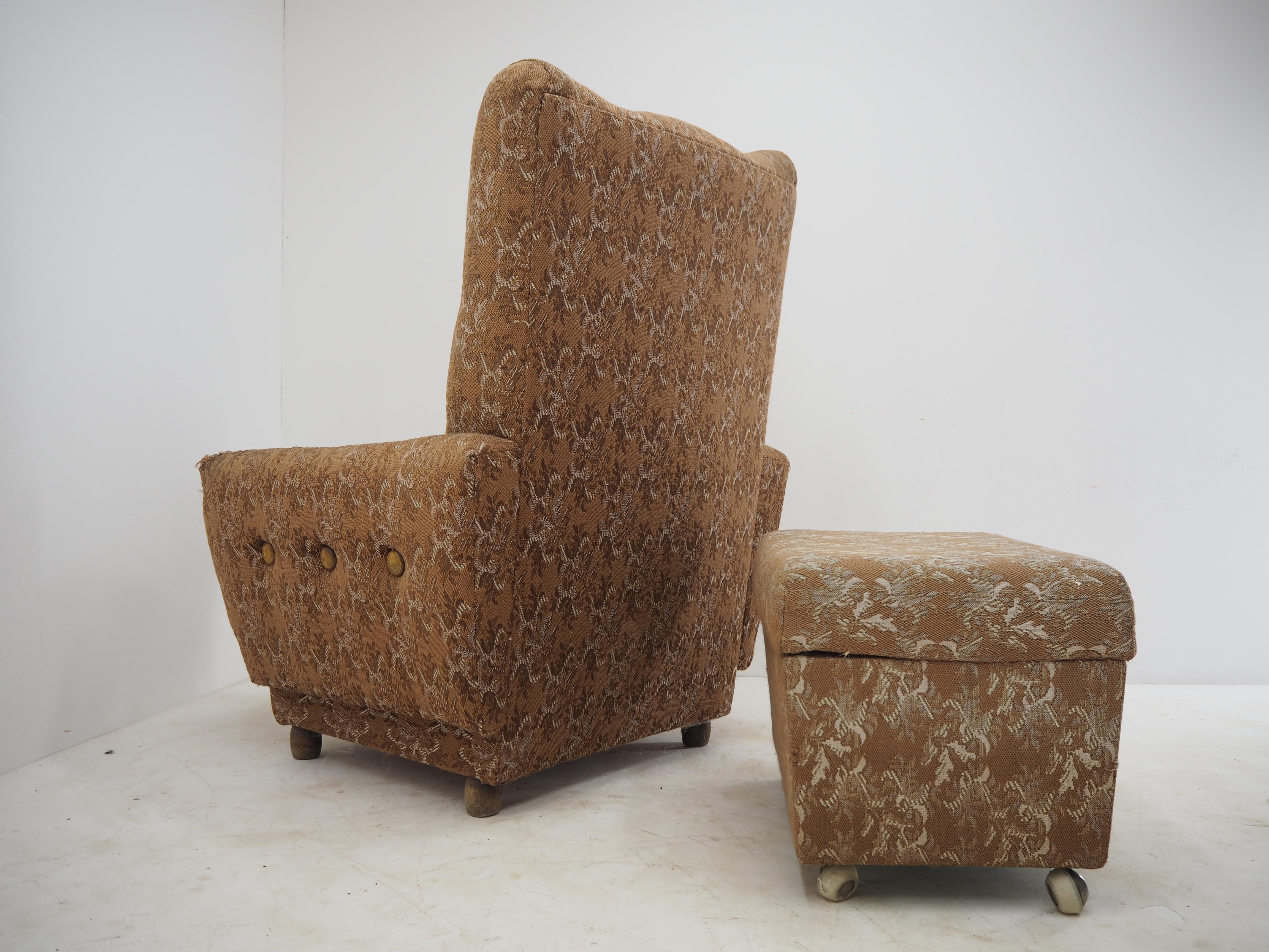 Midcentury Armchair with Footstool, 1960s For Sale 3