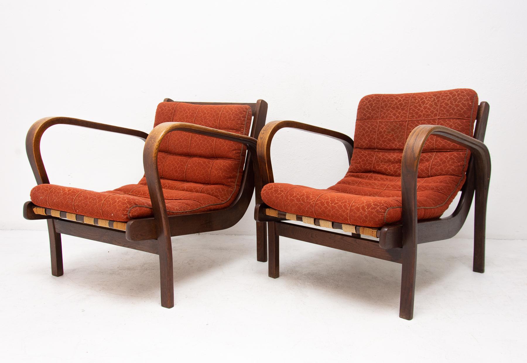 Czech Midcentury Armchairs by Kropacek and Kozelka for Interier Praha 1944, Set of Two