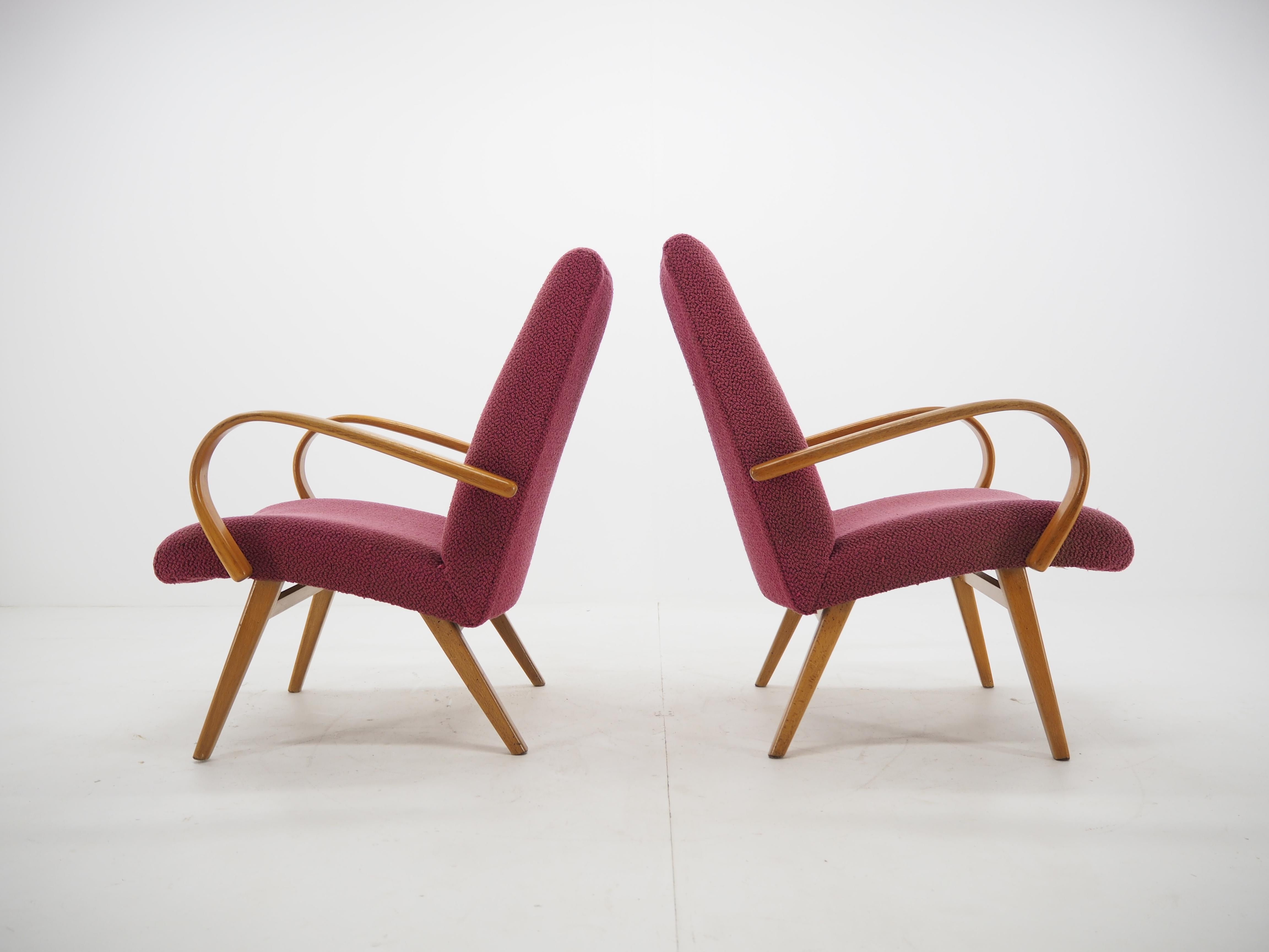 Midcentury Armchairs Designed by Jindrich Halabala, Czechoslovakia, 1960s In Fair Condition In Praha, CZ