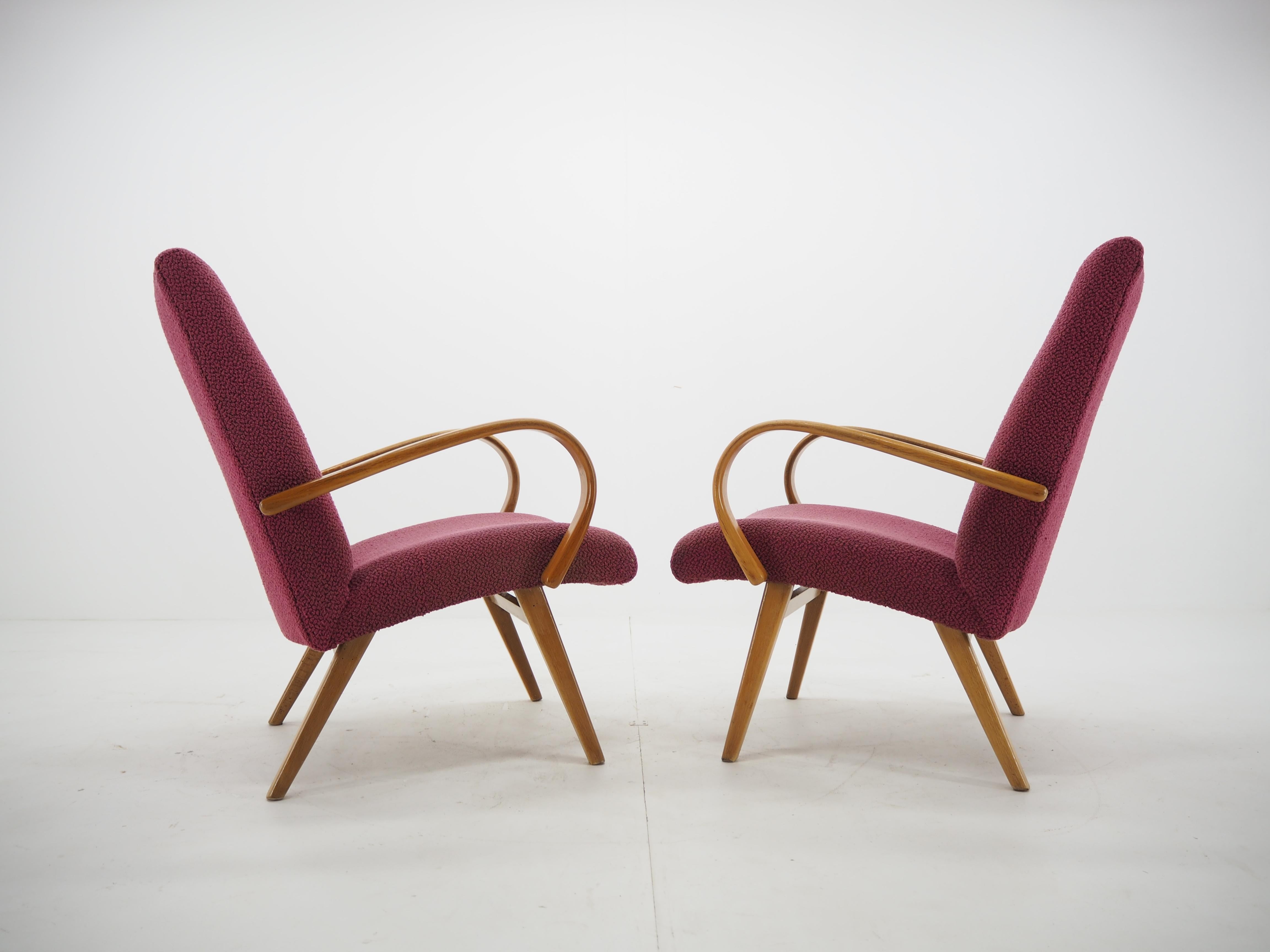 Fabric Midcentury Armchairs Designed by Jindrich Halabala, Czechoslovakia, 1960s