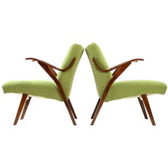 Midcentury Armchairs in Dark Beech, Mier Czechoslovakia, 1964