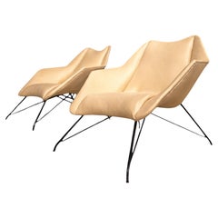 Brazilian Modern Concha Armchairs by Hauner & Eisler, Leather & Iron, 1955