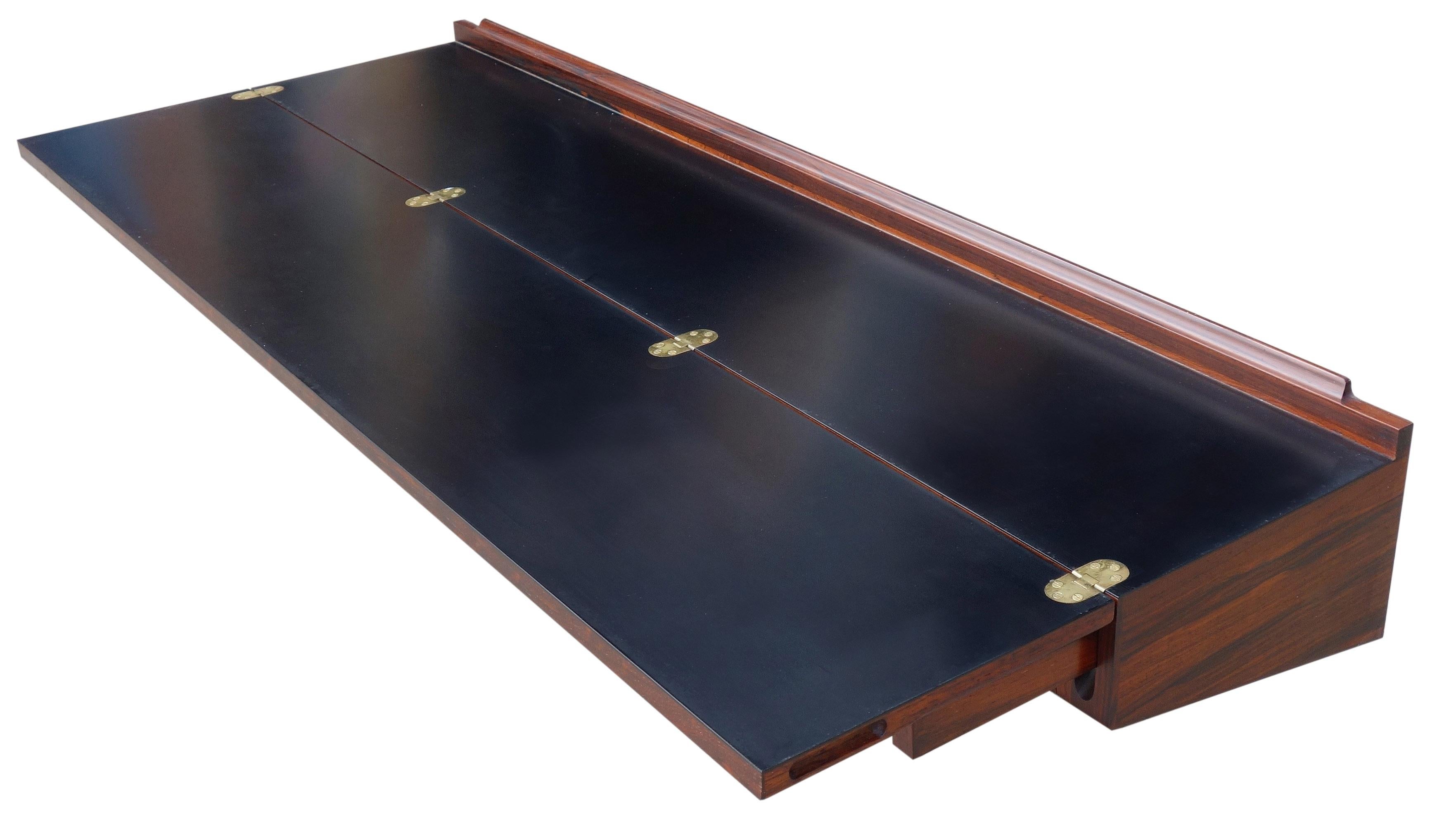 Midcentury Arne Hovmand-Olsen Wall Mounted Flip Top Table in Rosewood In Good Condition In BROOKLYN, NY