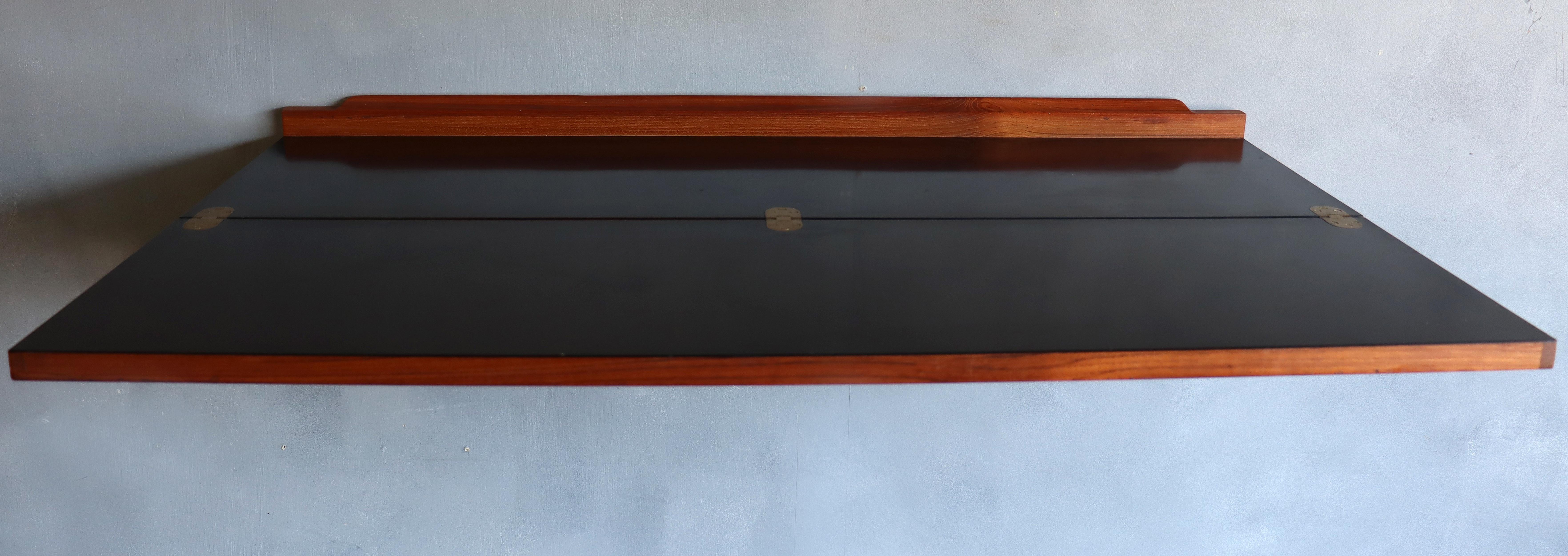 Midcentury Arne Hovmand-Olsen Wall Mounted Flip Top Table in Teak 4