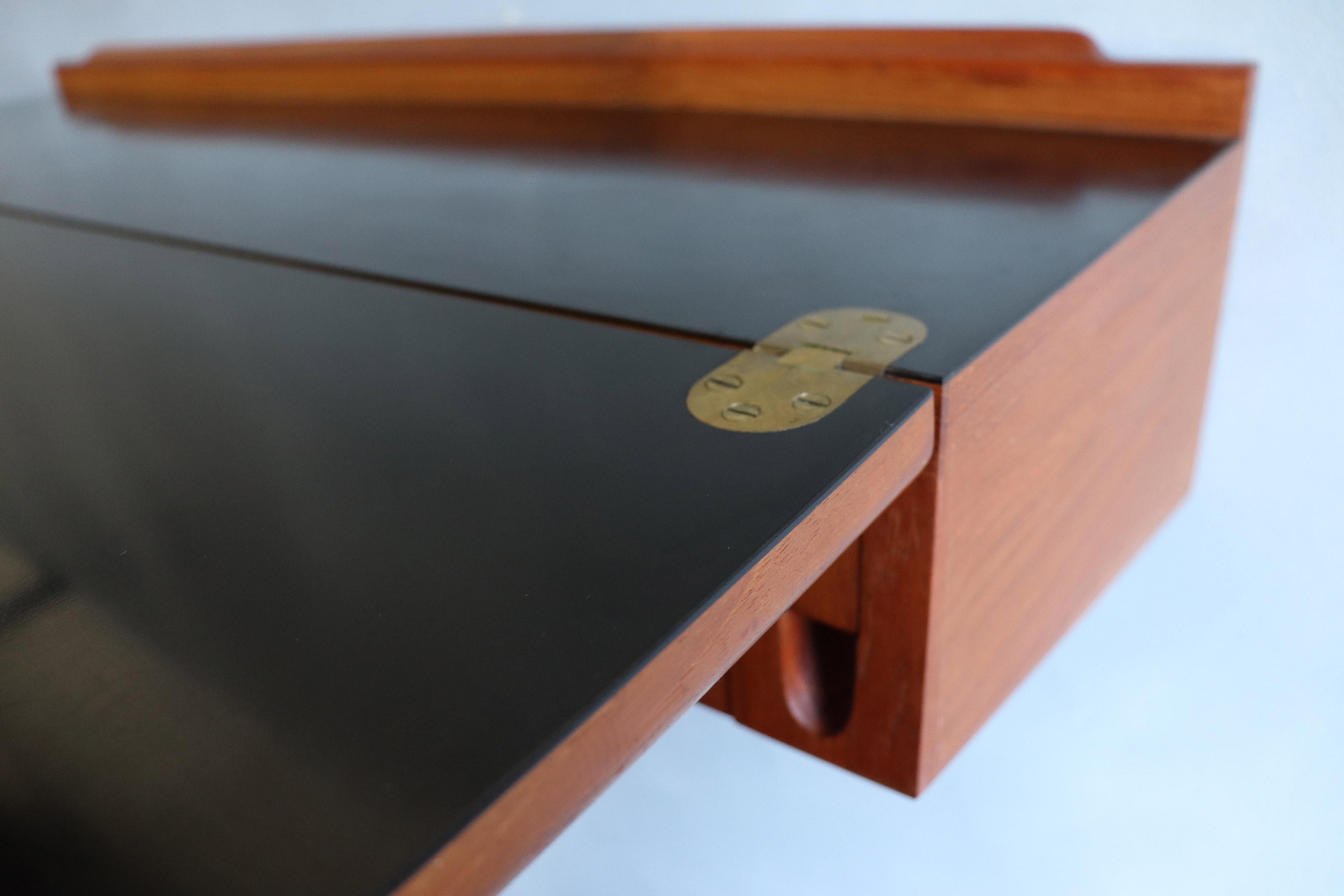 Midcentury Arne Hovmand-Olsen Wall Mounted Flip Top Table in Teak 6