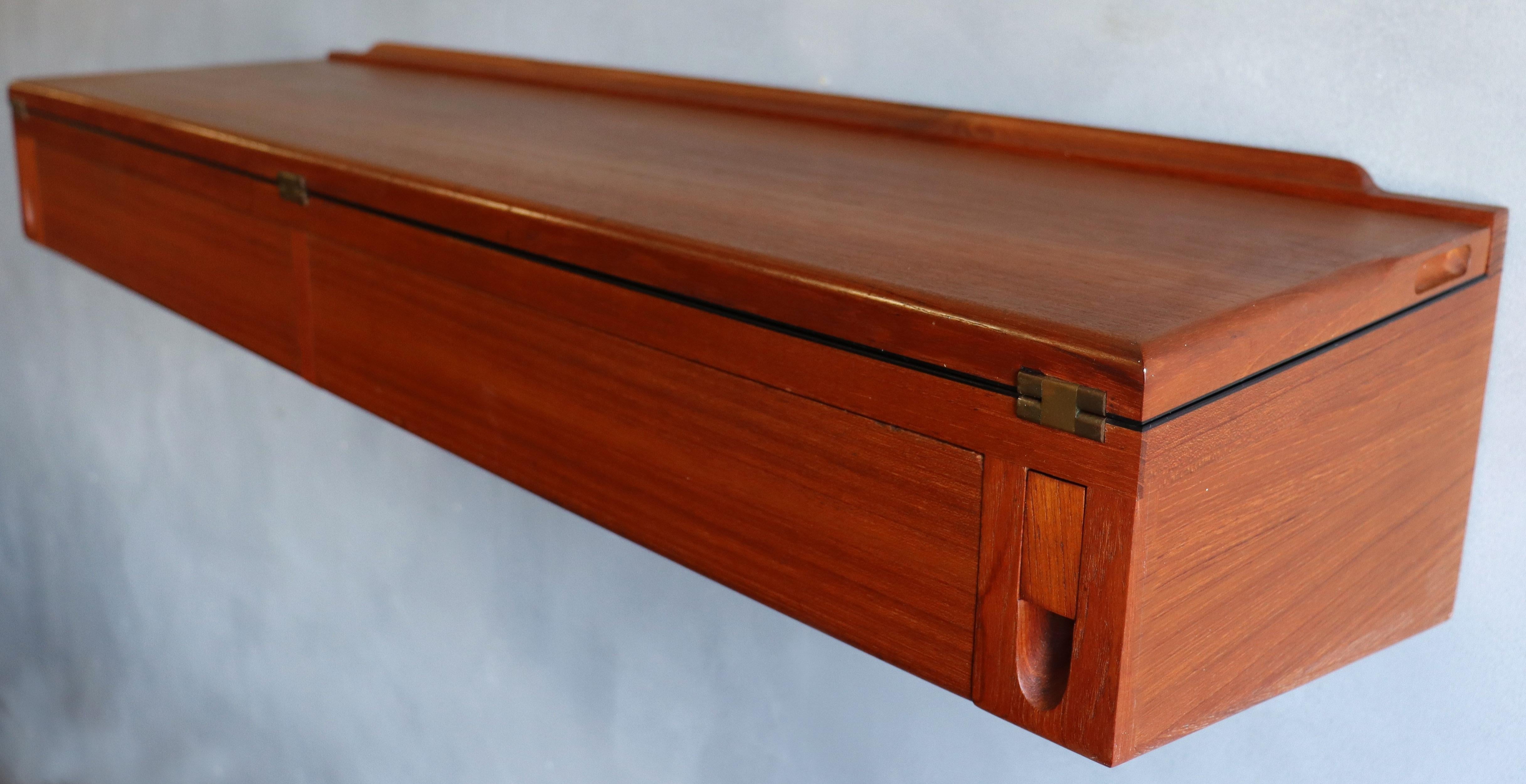 Midcentury Arne Hovmand-Olsen Wall Mounted Flip Top Table in Teak 7