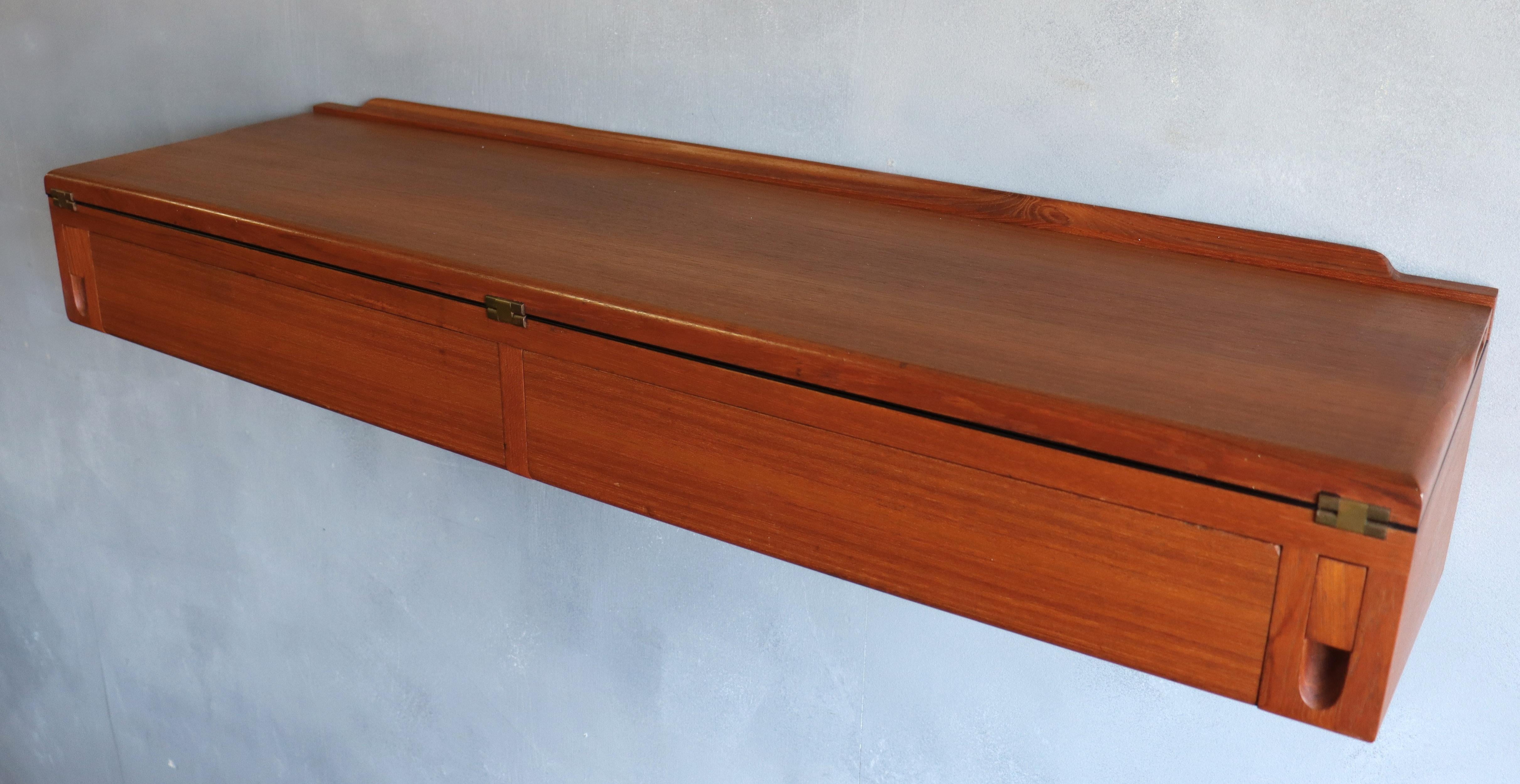 Midcentury Arne Hovmand-Olsen Wall Mounted Flip Top Table in Teak 8