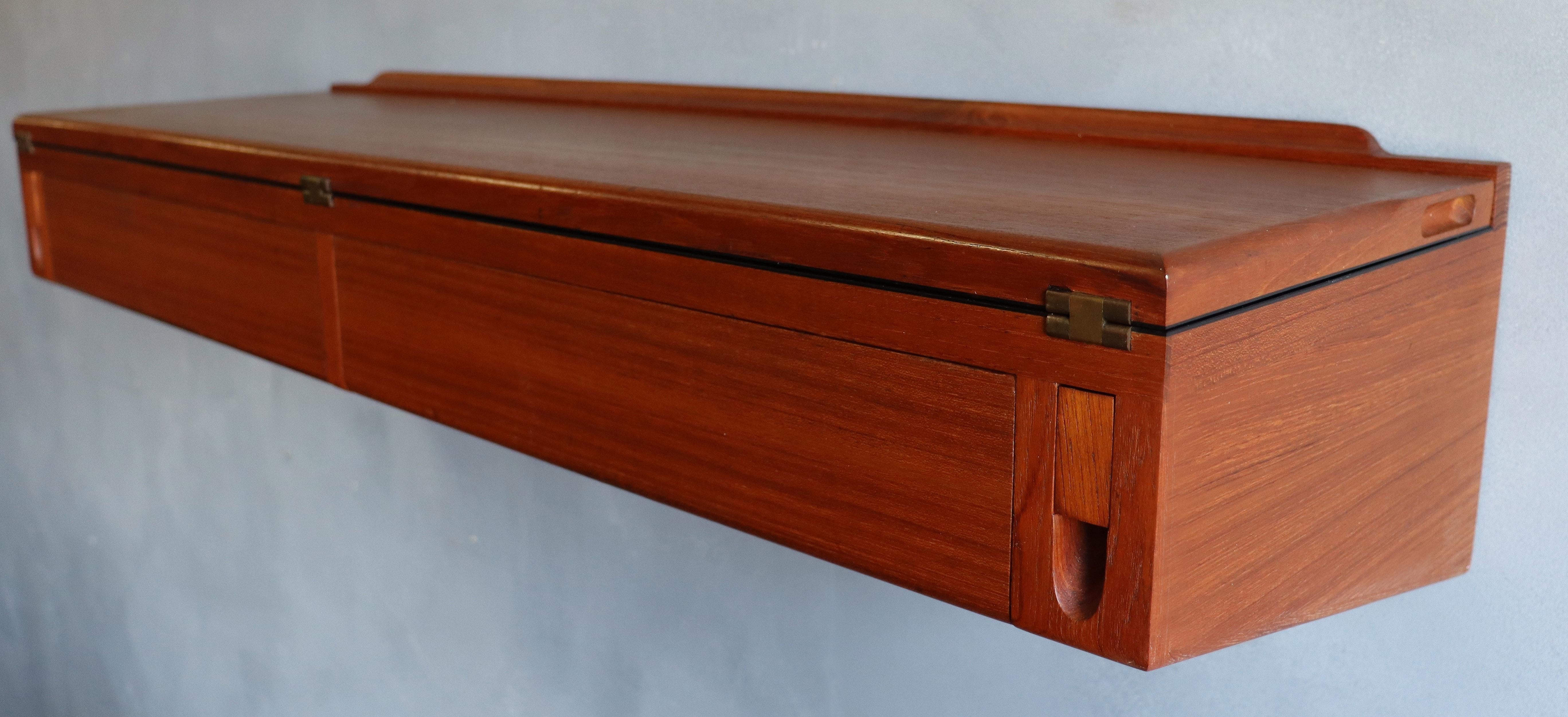 Mid-Century Modern Midcentury Arne Hovmand-Olsen Wall Mounted Flip Top Table in Teak