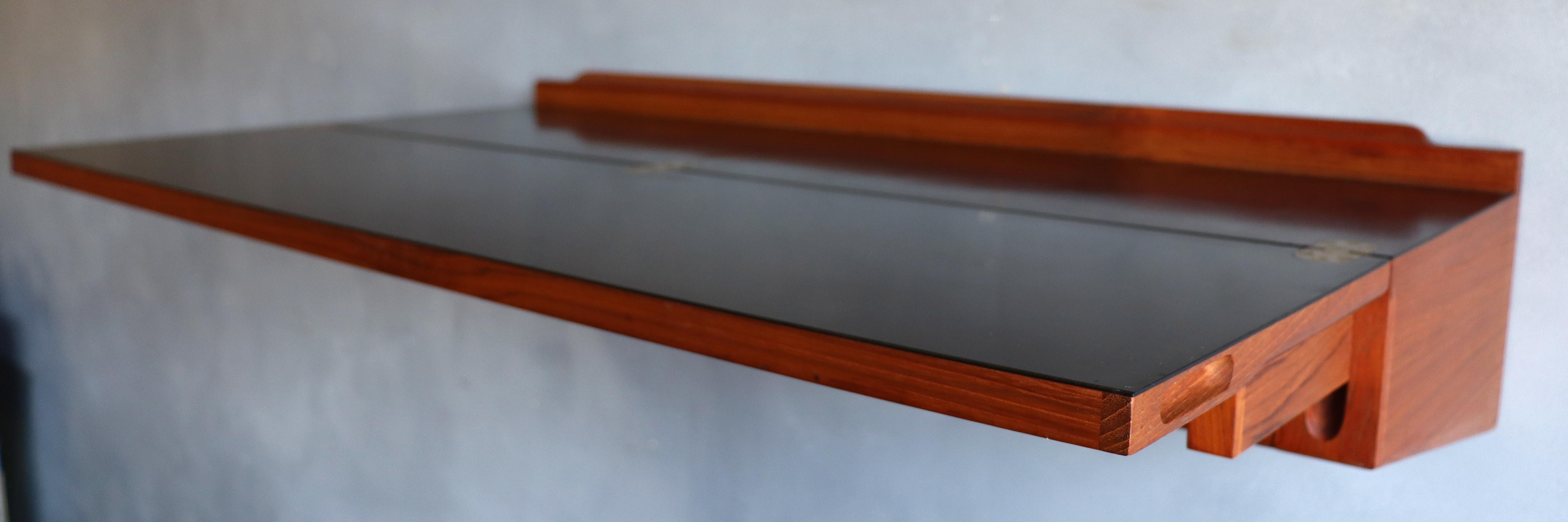 20th Century Midcentury Arne Hovmand-Olsen Wall Mounted Flip Top Table in Teak