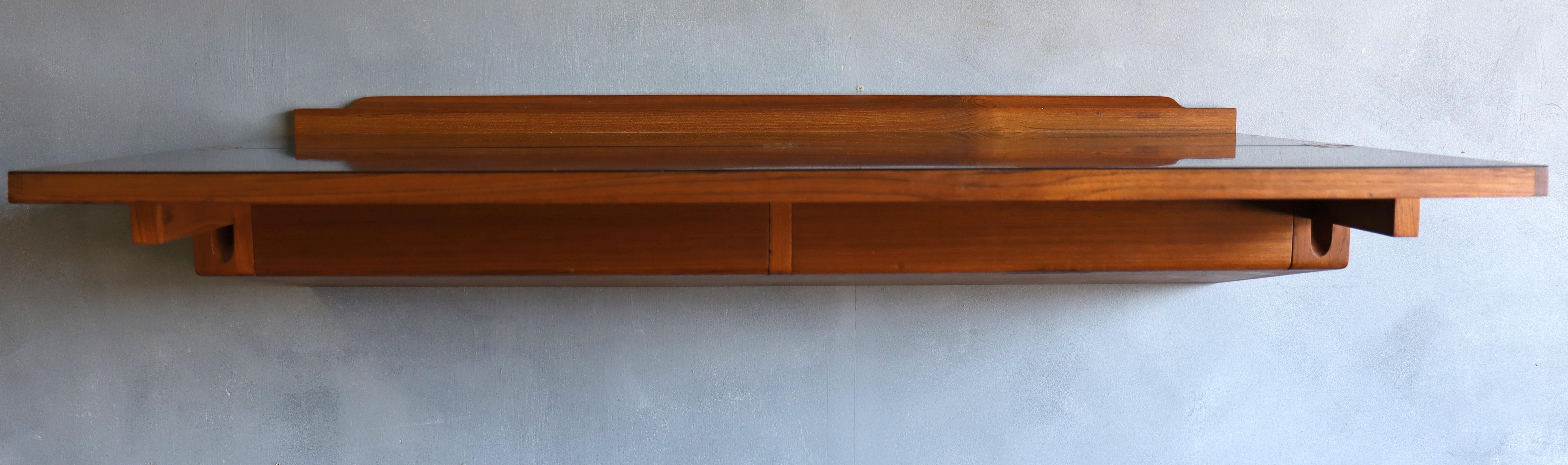 Midcentury Arne Hovmand-Olsen Wall Mounted Flip Top Table in Teak 1