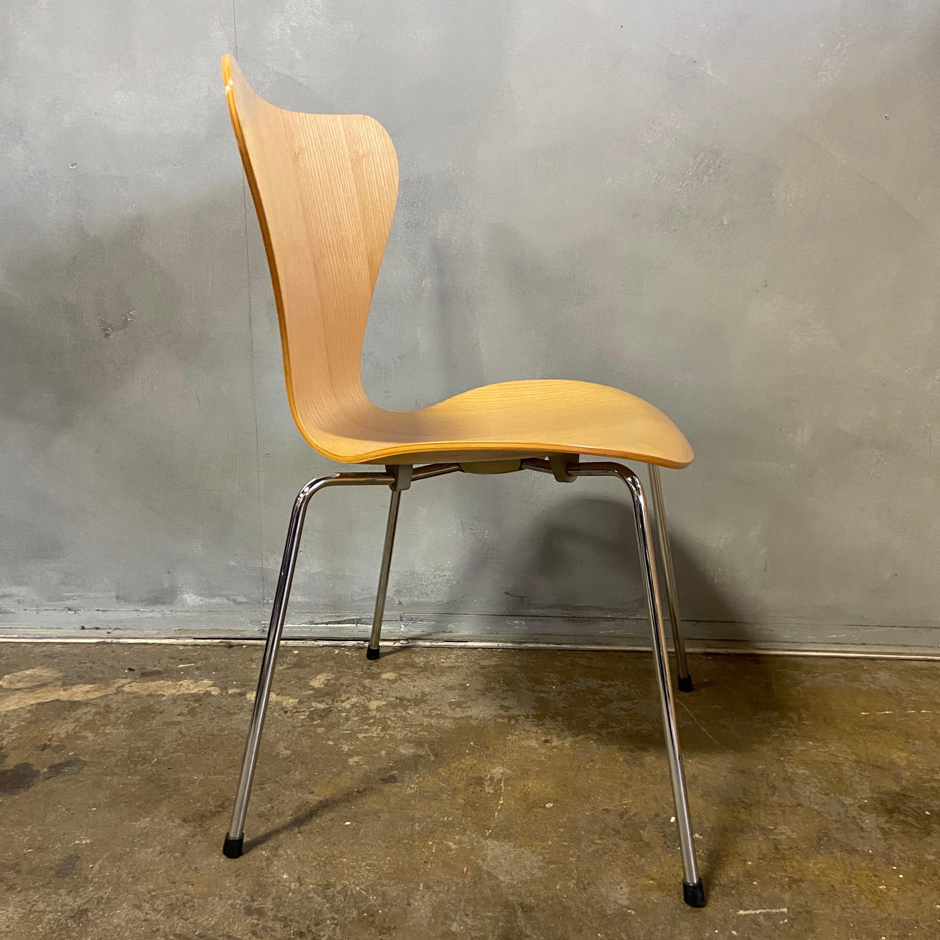 8 Arne Jacobsen series 7 chairs for Fritz Hansen. This iconic design is one of the most successful chairs every produced from this era. Incredibly comfortable as versatile.  
   
 