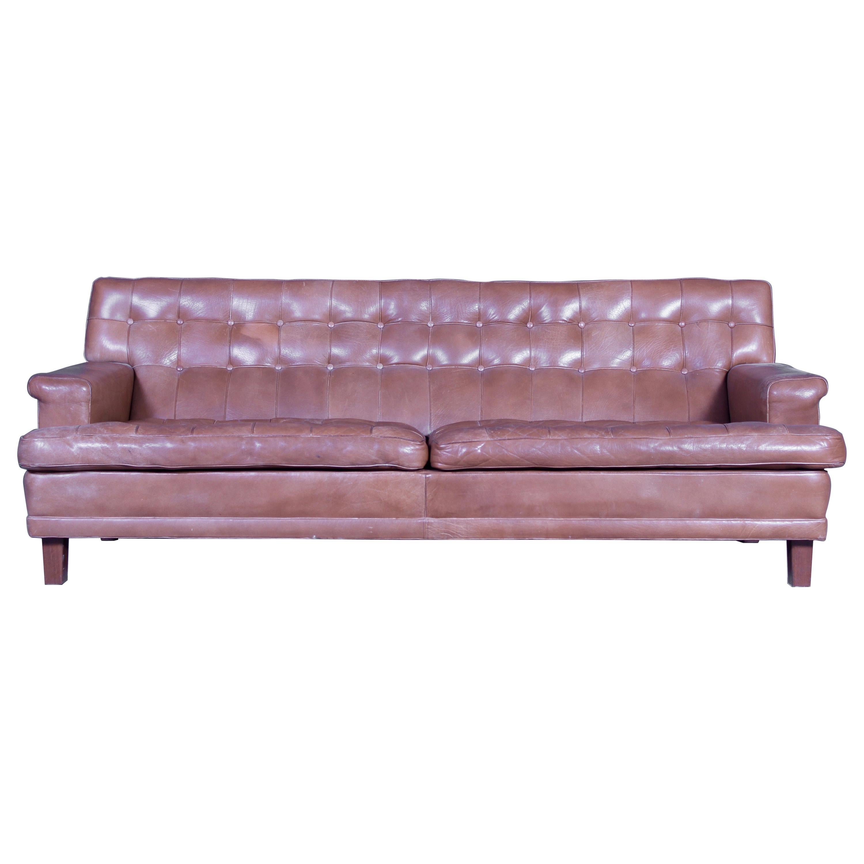 Midcentury Arne Norell "Mexico" Leather Sofa, 1960s For Sale