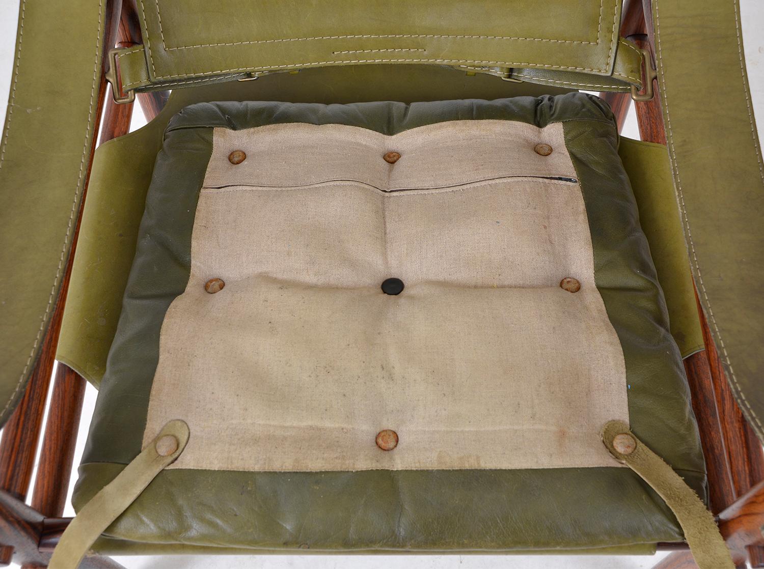 Midcentury Arne Norell Sirocco Safari Rosewood Leather Lounge Chair Swedish 1960 4