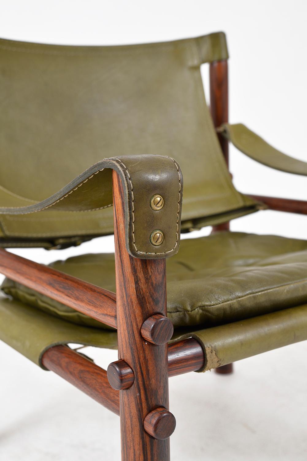 Midcentury Arne Norell Sirocco Safari Rosewood Leather Lounge Chair Swedish 1960 5