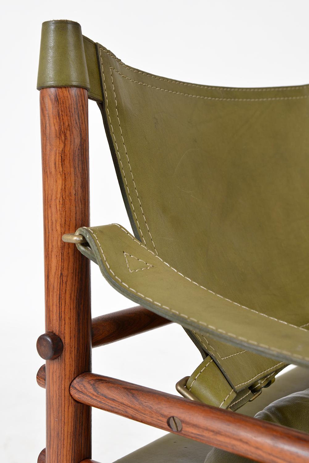 Midcentury Arne Norell Sirocco Safari Rosewood Leather Lounge Chair Swedish 1960 7