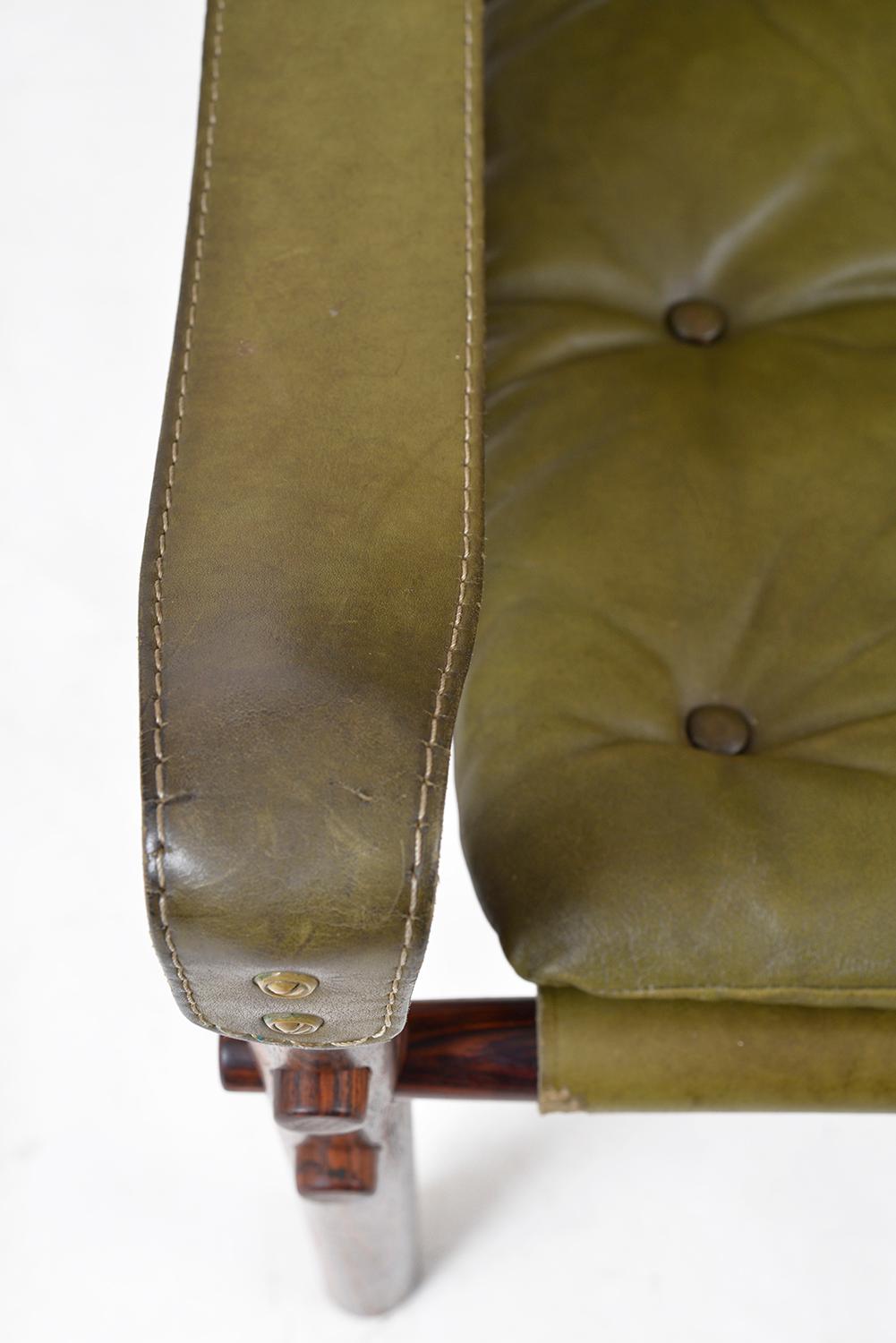 Midcentury Arne Norell Sirocco Safari Rosewood Leather Lounge Chair Swedish 1960 10
