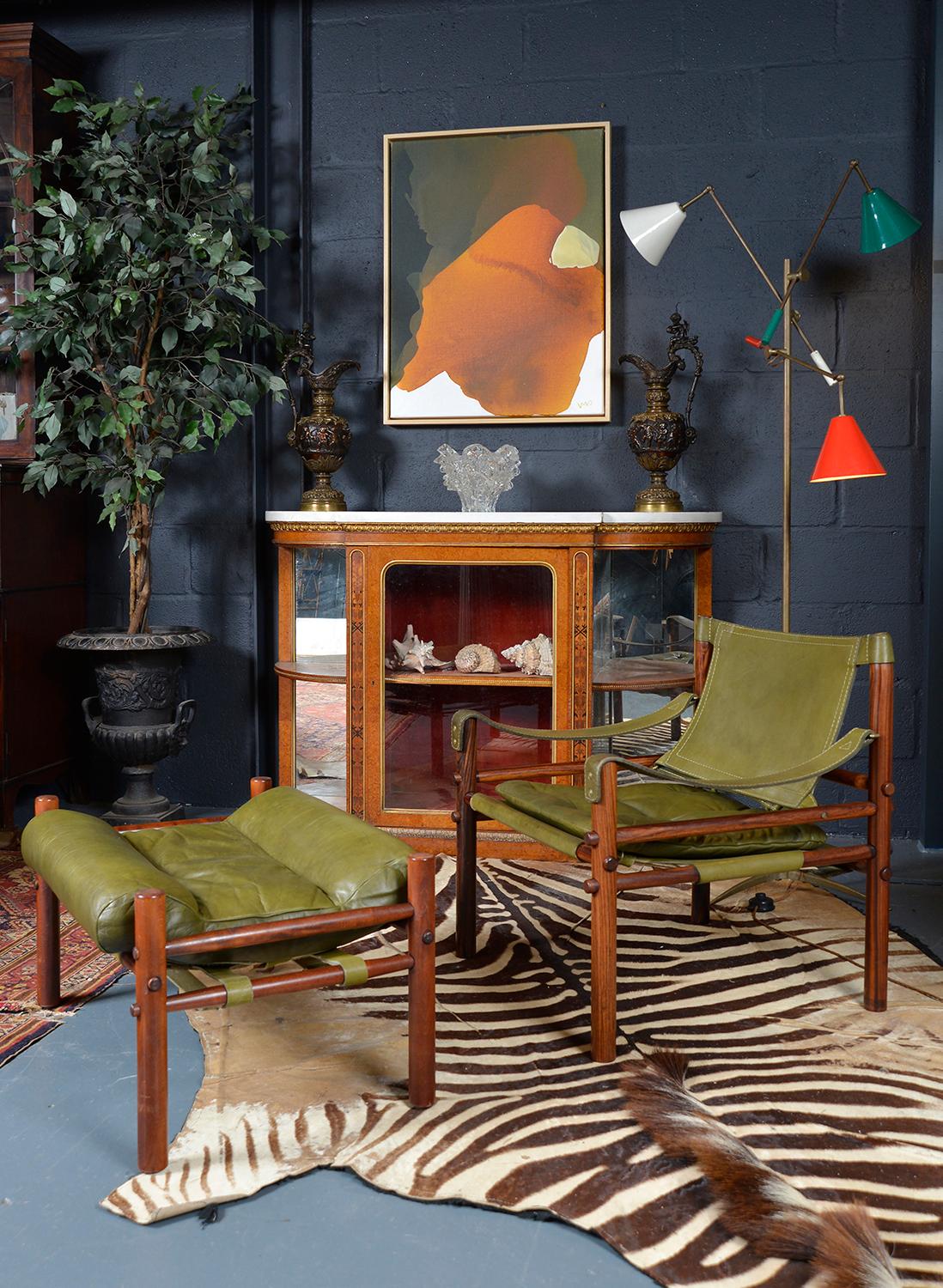 Midcentury Arne Norell Sirocco Safari Rosewood Leather Lounge Chair Swedish 1960 13