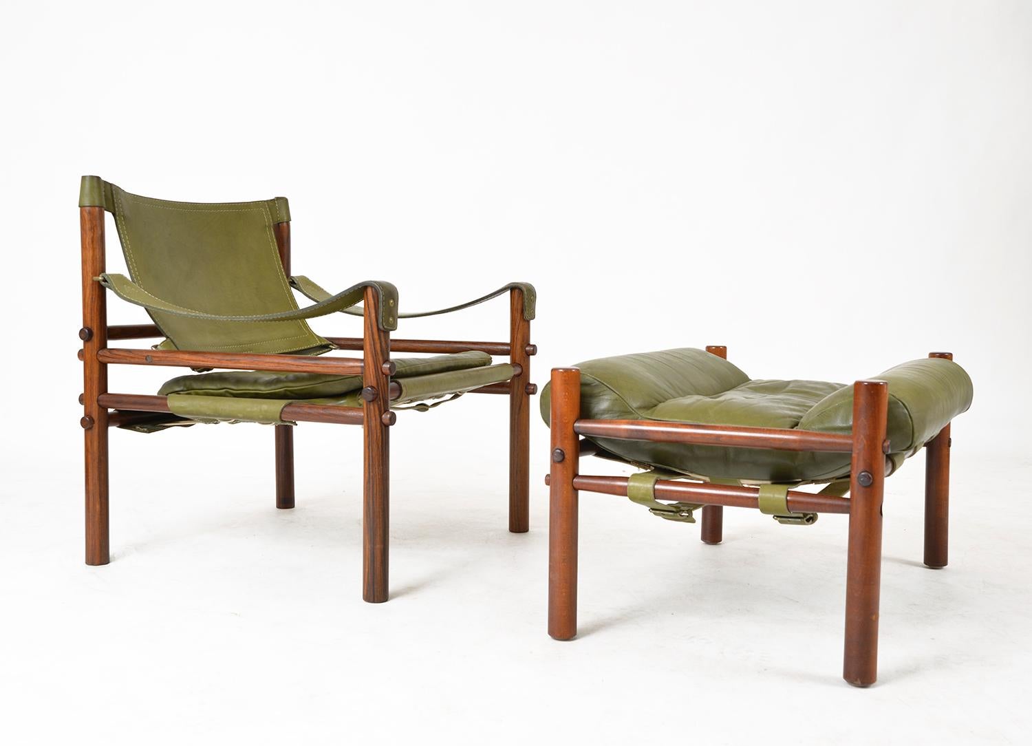 Midcentury Arne Norell Sirocco Safari Rosewood Leather Lounge Chair Swedish 1960 14