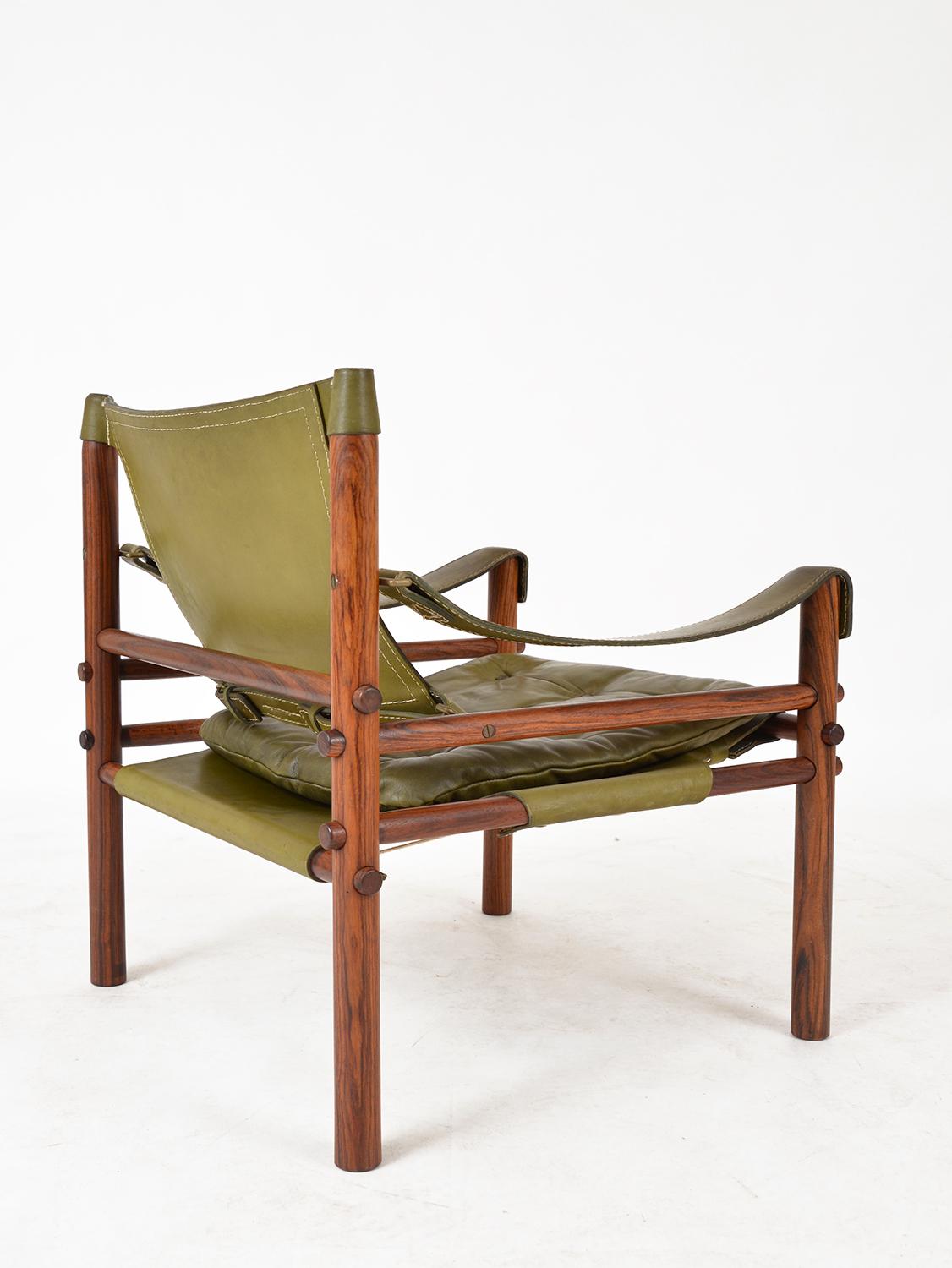 Midcentury Arne Norell Sirocco Safari Rosewood Leather Lounge Chair Swedish 1960 In Good Condition In Sherborne, Dorset