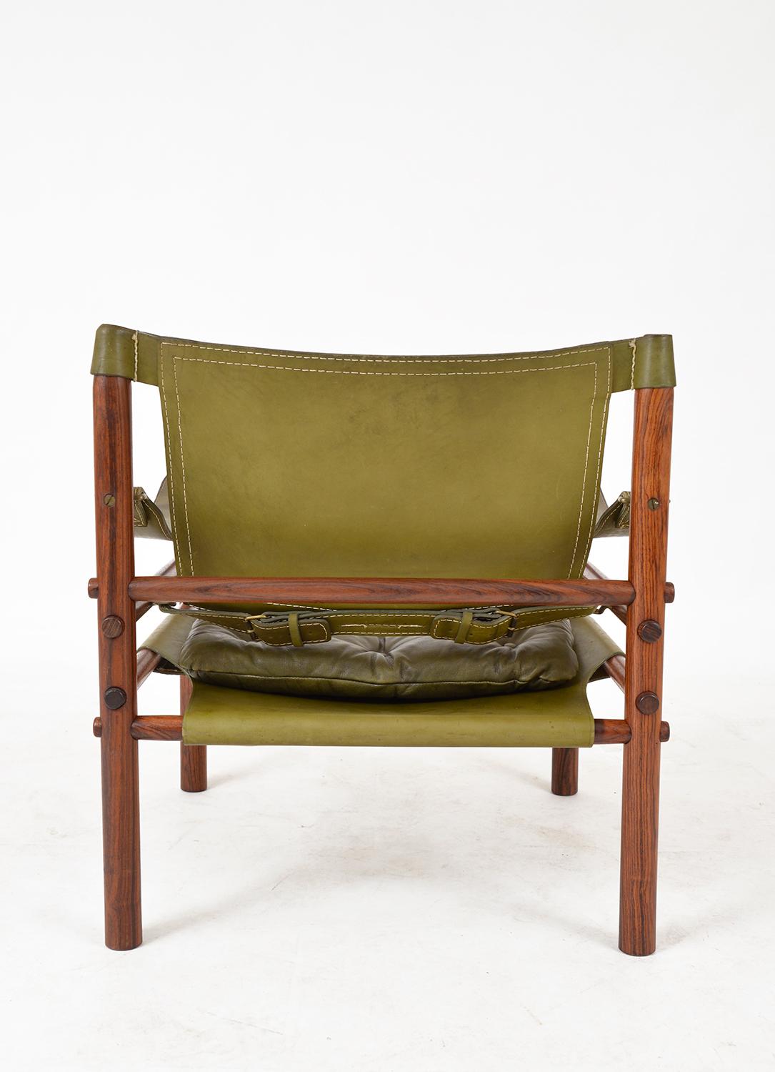 Mid-20th Century Midcentury Arne Norell Sirocco Safari Rosewood Leather Lounge Chair Swedish 1960