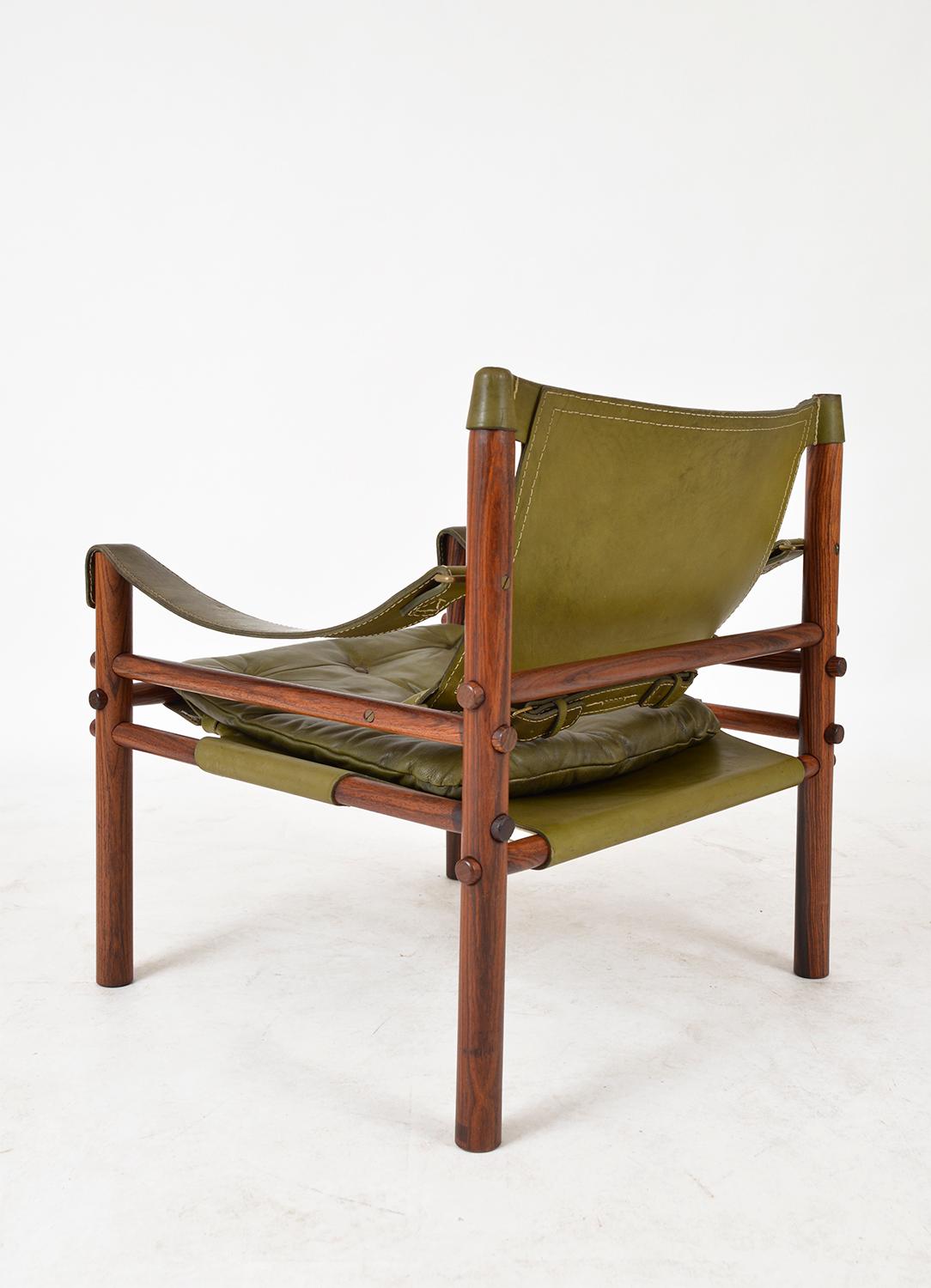Midcentury Arne Norell Sirocco Safari Rosewood Leather Lounge Chair Swedish 1960 1