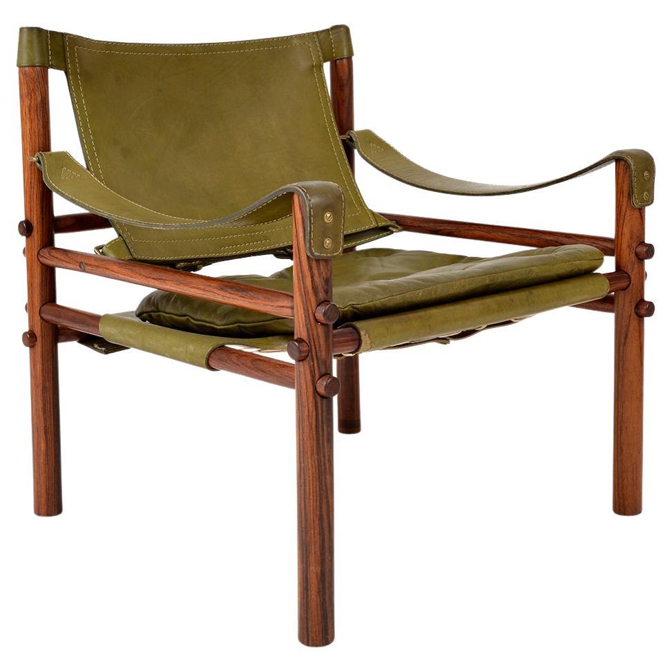 Midcentury Arne Norell Sirocco Safari Rosewood Leather Lounge Chair Swedish 1960