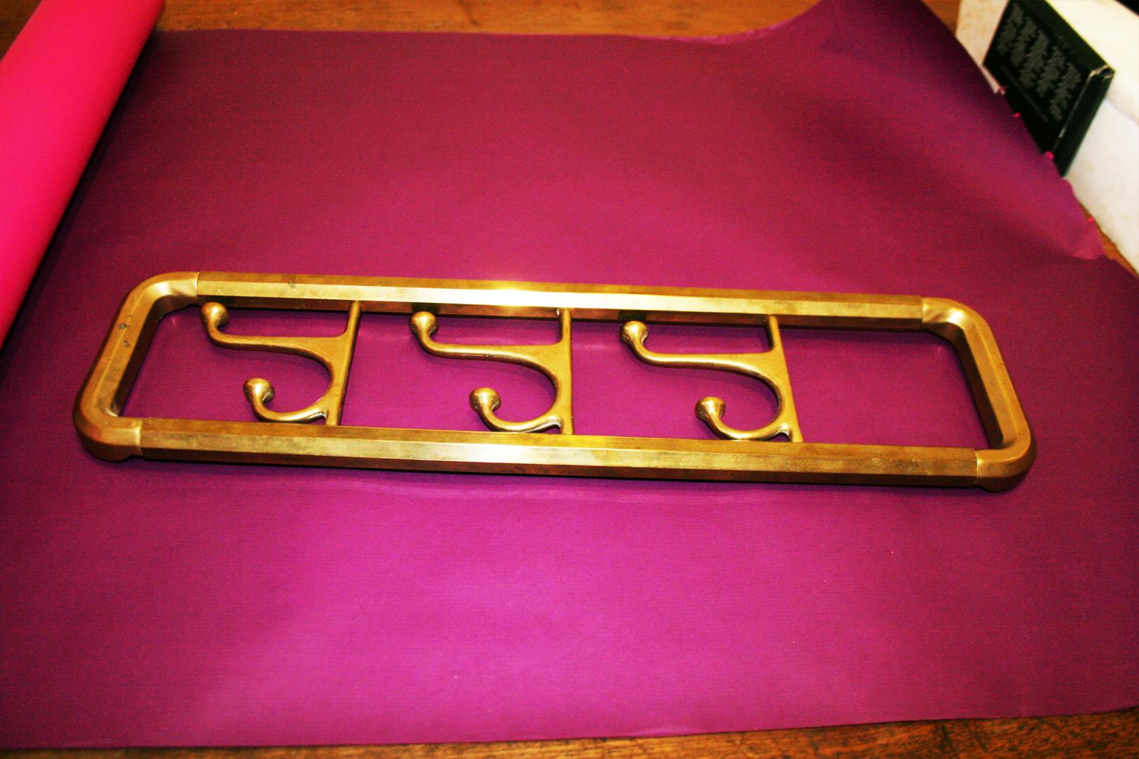 Midcentury / Art Deco Brass Foldable Wall Coat Rack, 1940s 5