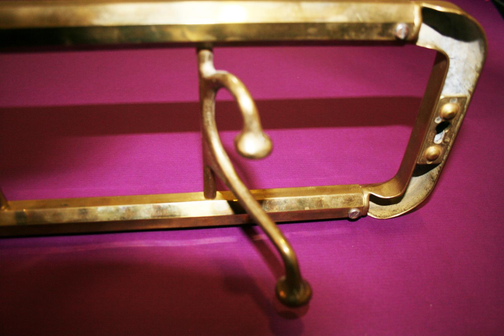 Midcentury / Art Deco Brass Foldable Wall Coat Rack, 1940s 10