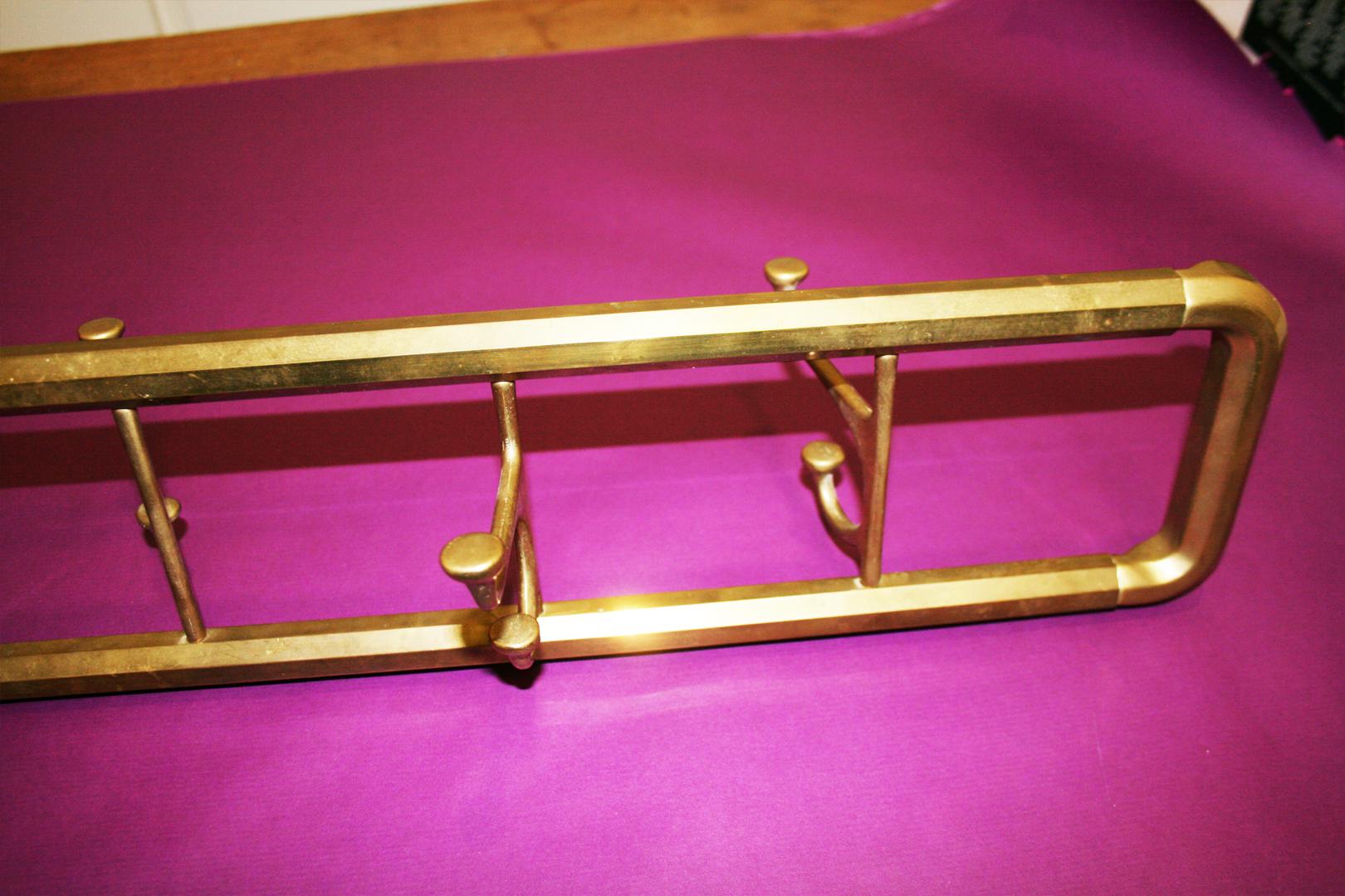 Midcentury / Art Deco Brass Foldable Wall Coat Rack, 1940s 3