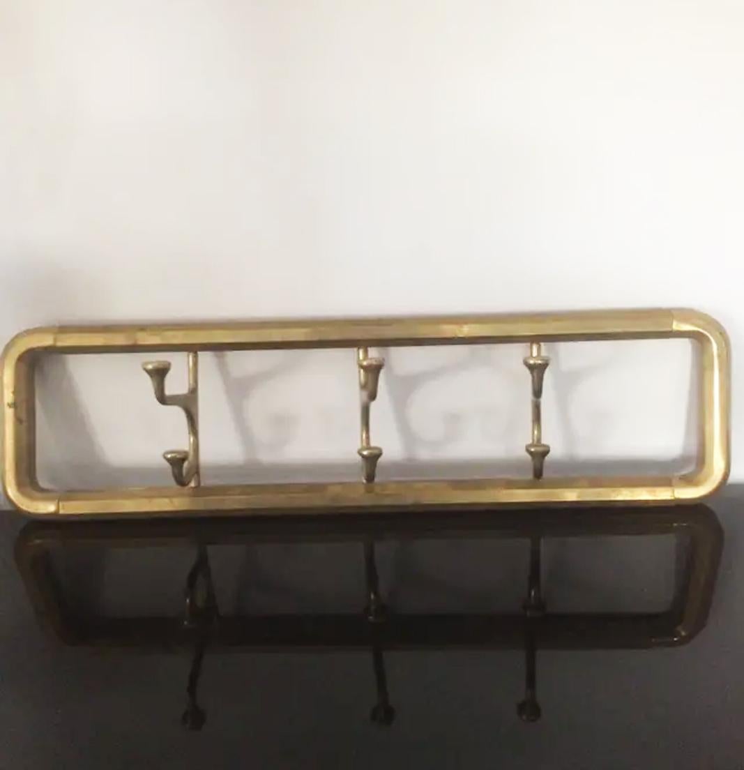 Midcentury / Art Deco Brass Foldable Wall Coat Rack, 1940s 6